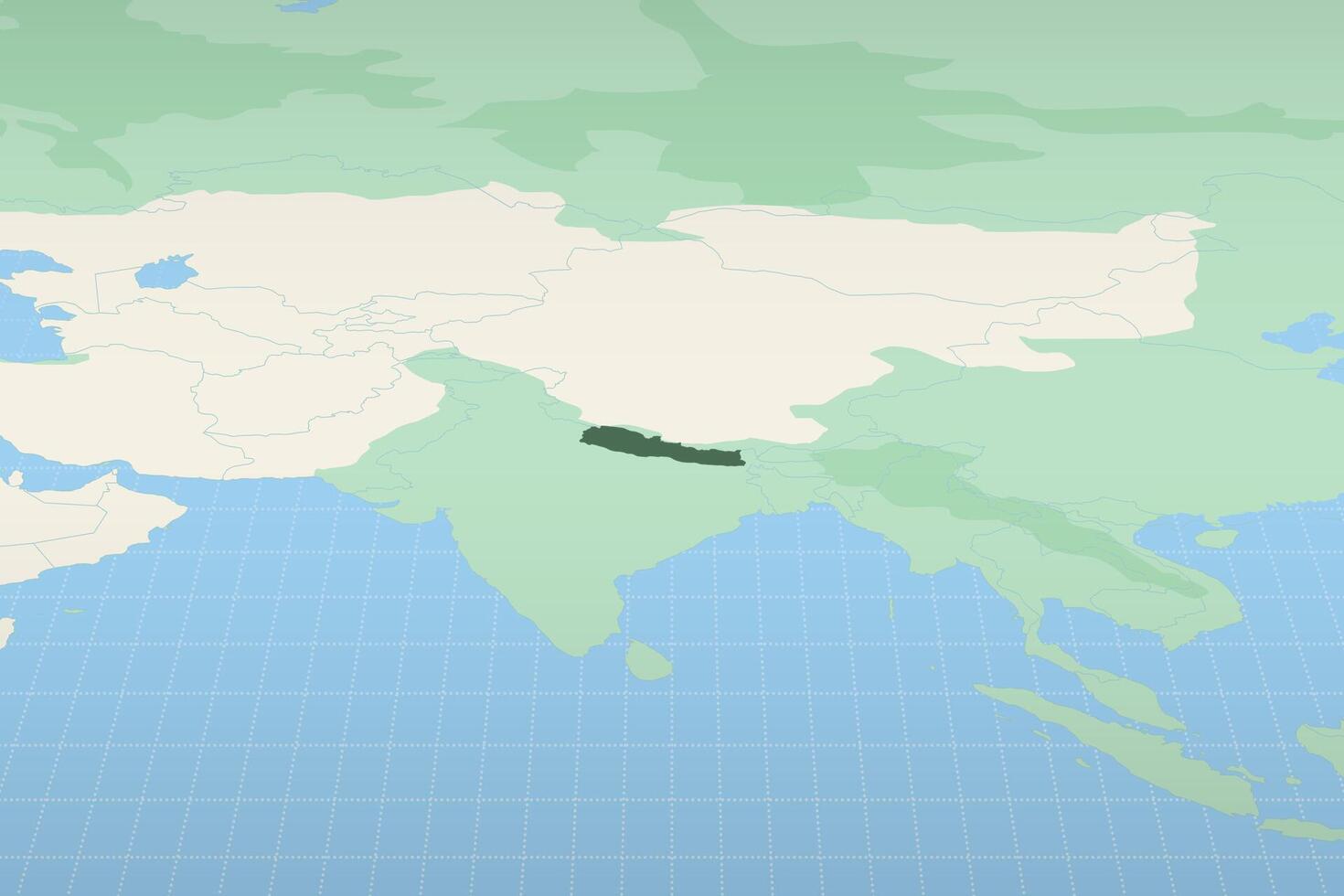 Nepal highlighted on a detailed map, geographic location of Nepal. vector