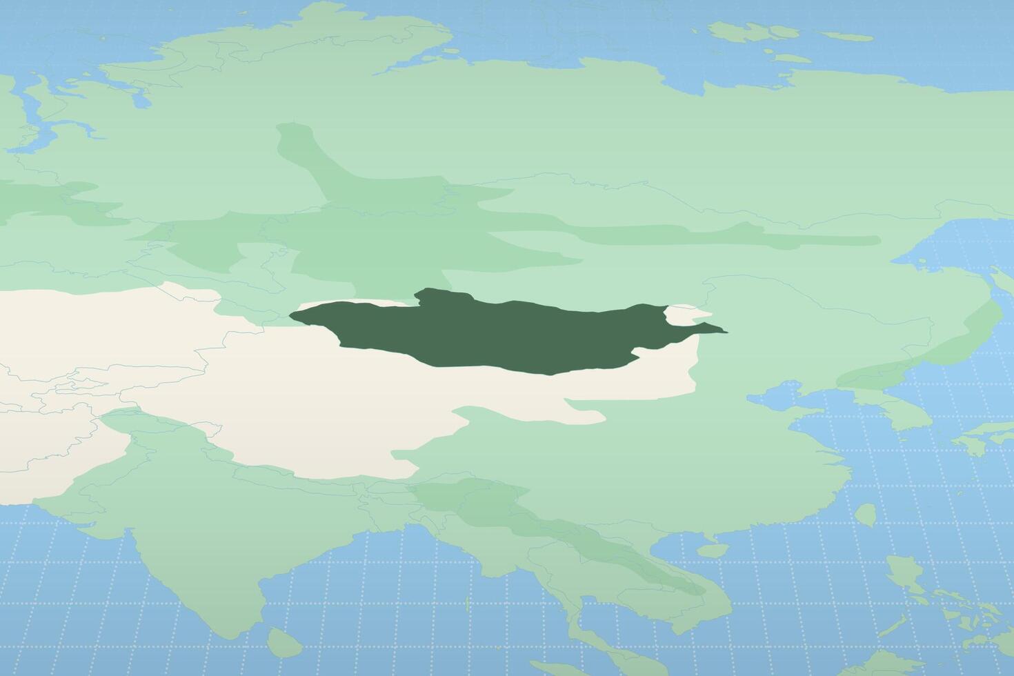 Mongolia highlighted on a detailed map, geographic location of Mongolia. vector