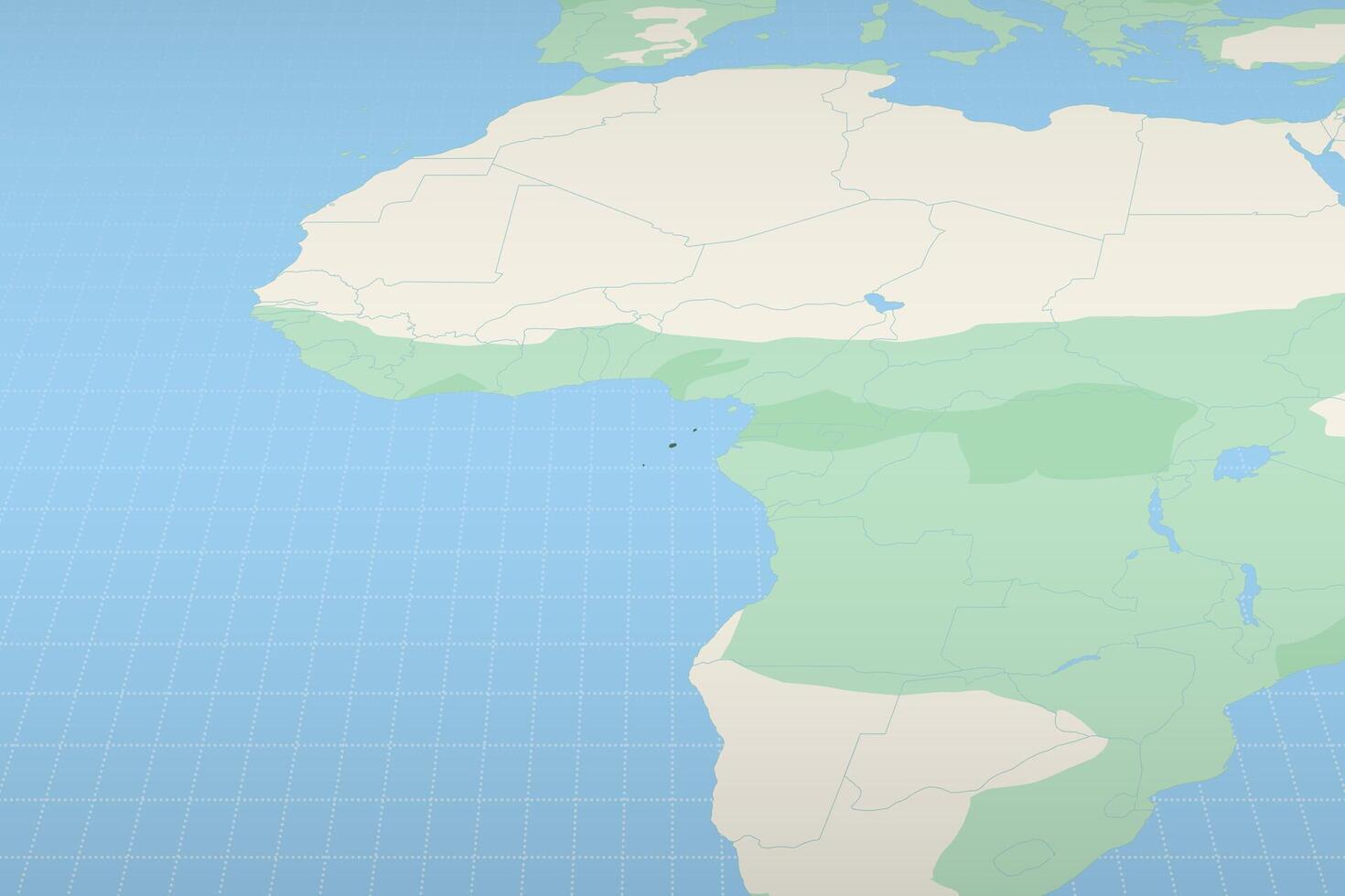 Sao Tome and Principe highlighted on a detailed map, geographic location of Sao Tome and Principe. vector