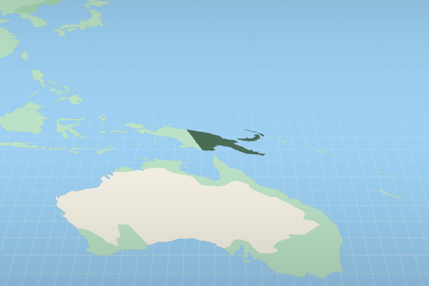 Papua New Guinea highlighted on a detailed map, geographic location of Papua New Guinea. vector