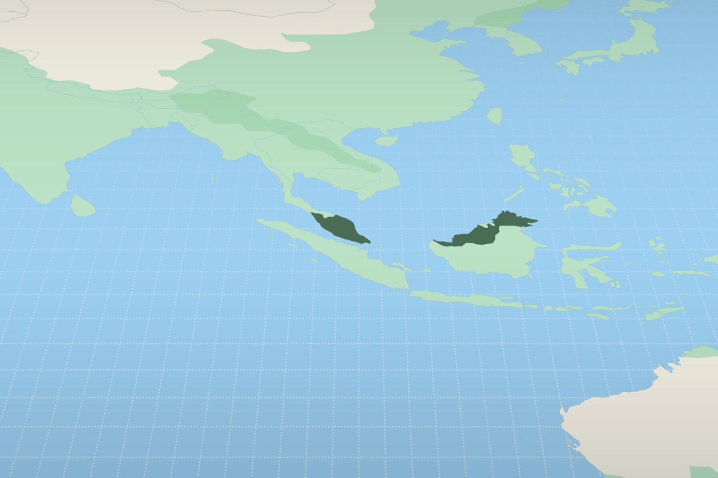 Malaysia highlighted on a detailed map, geographic location of Malaysia. vector