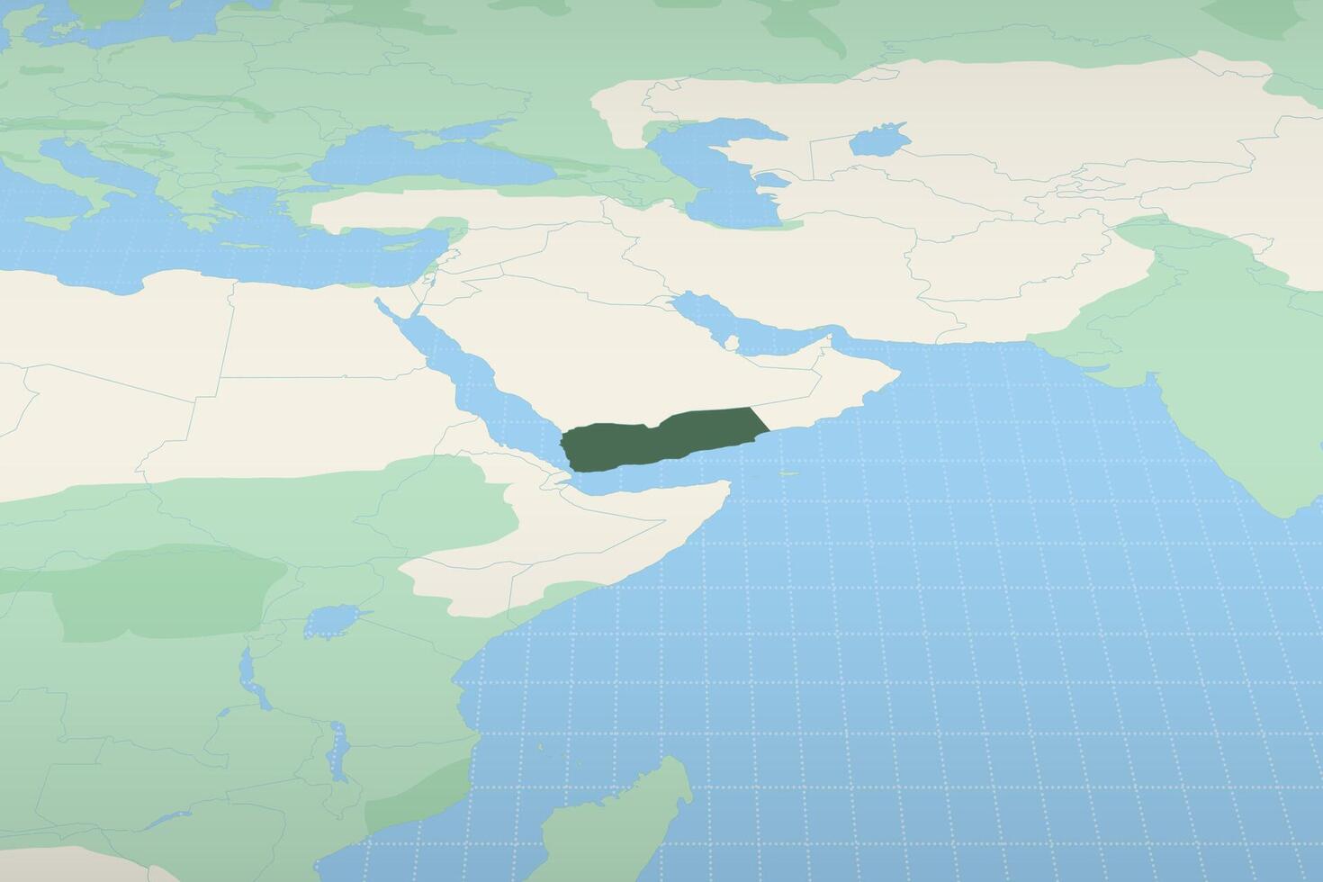 Yemen highlighted on a detailed map, geographic location of Yemen. vector