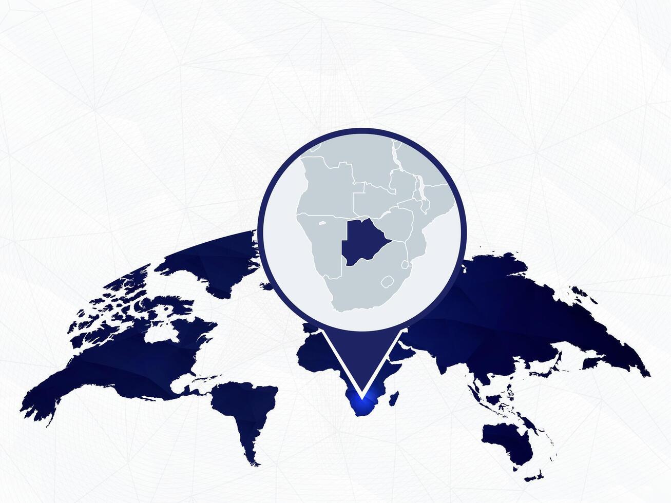 Botswana detailed map highlighted on blue rounded World Map. vector