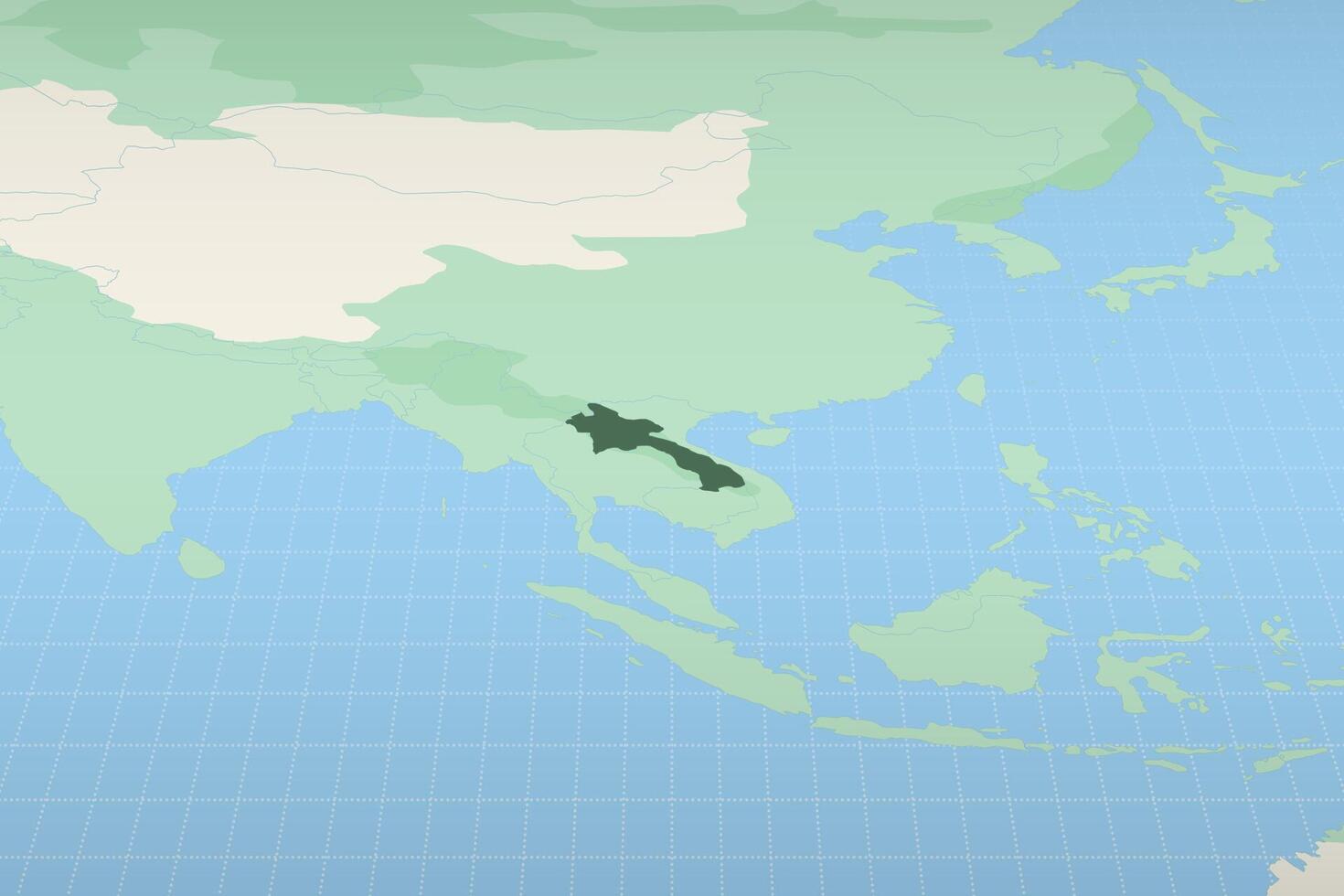 Laos highlighted on a detailed map, geographic location of Laos. vector