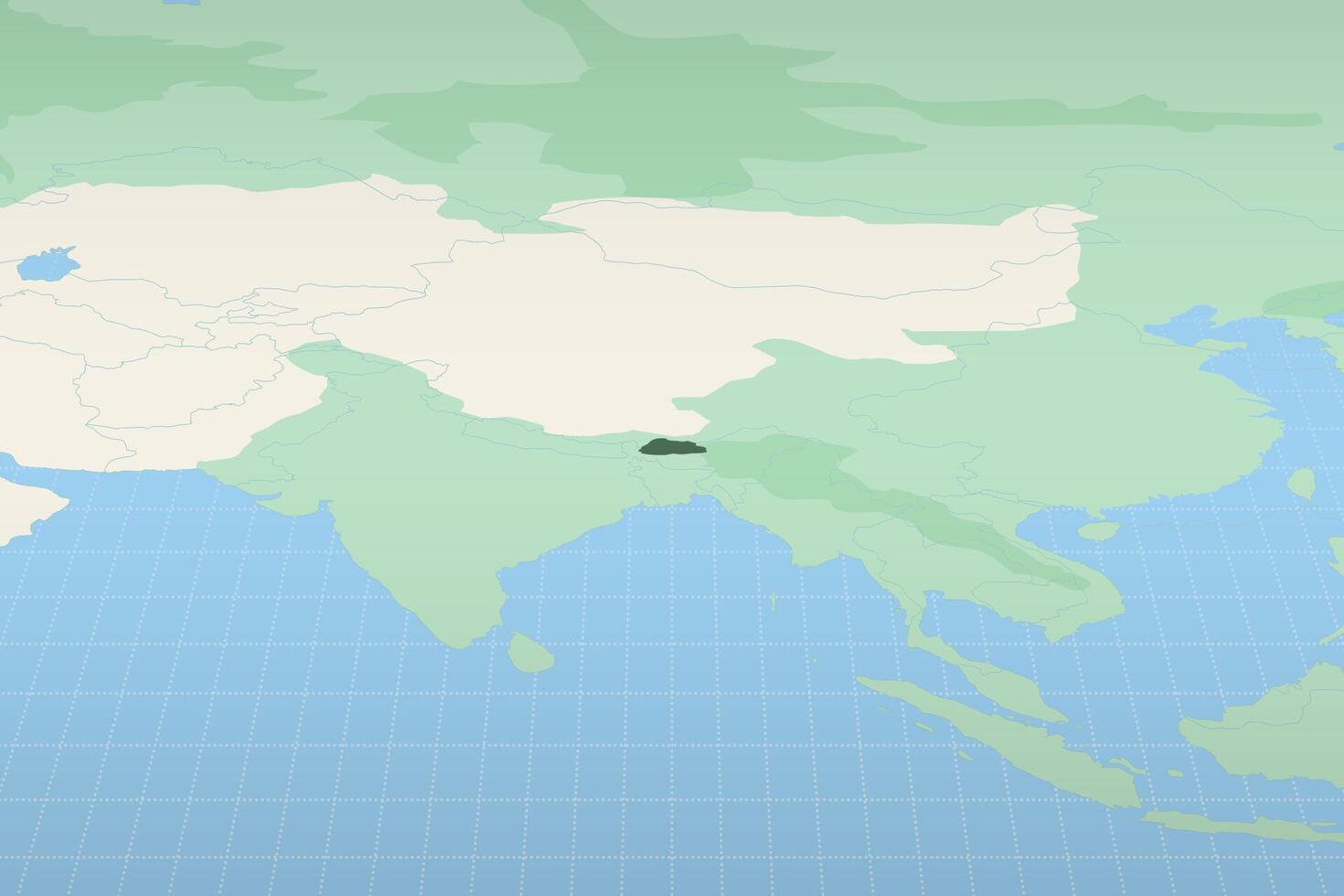 Bhutan highlighted on a detailed map, geographic location of Bhutan. vector
