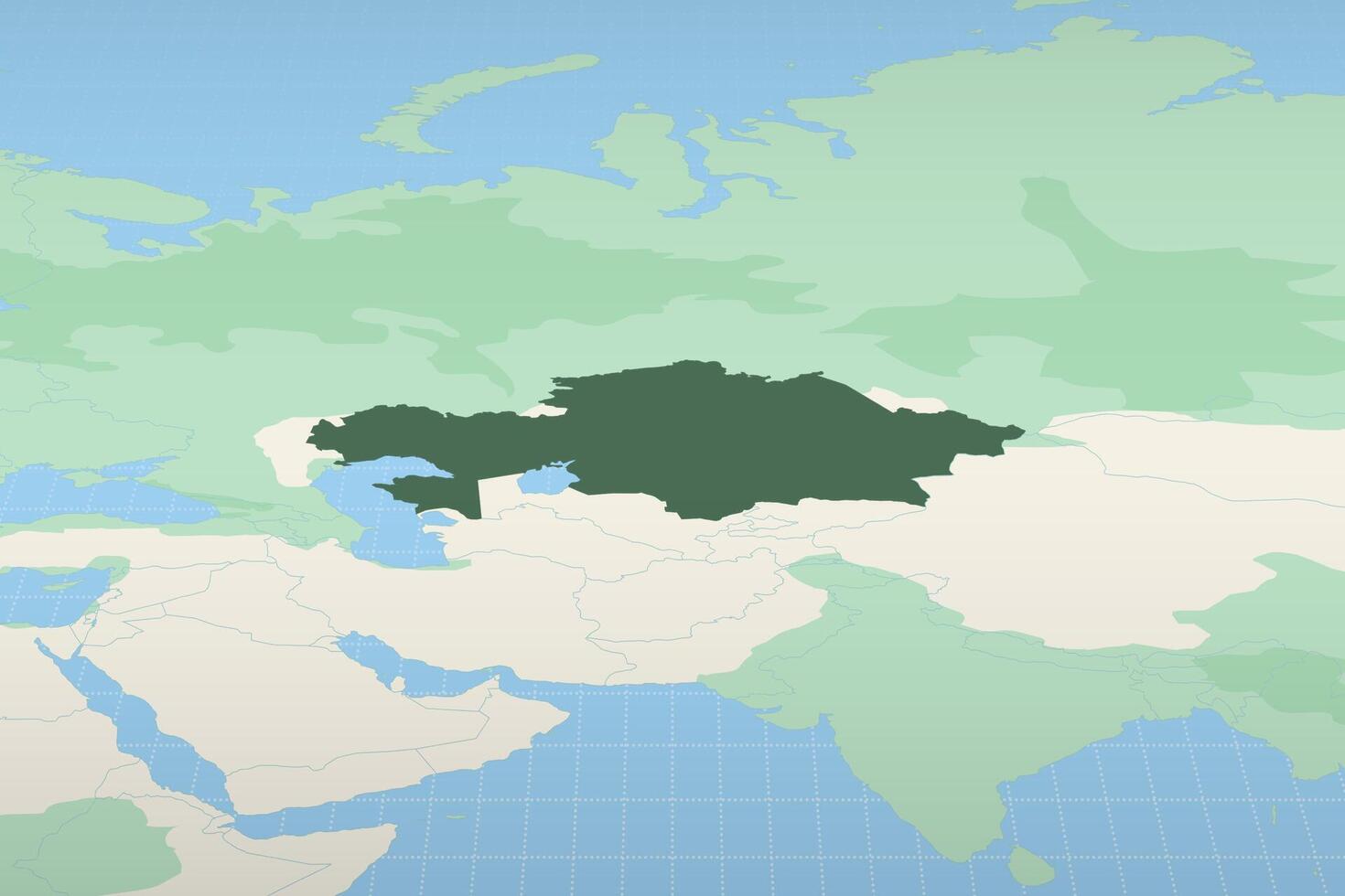 Kazakhstan highlighted on a detailed map, geographic location of Kazakhstan. vector