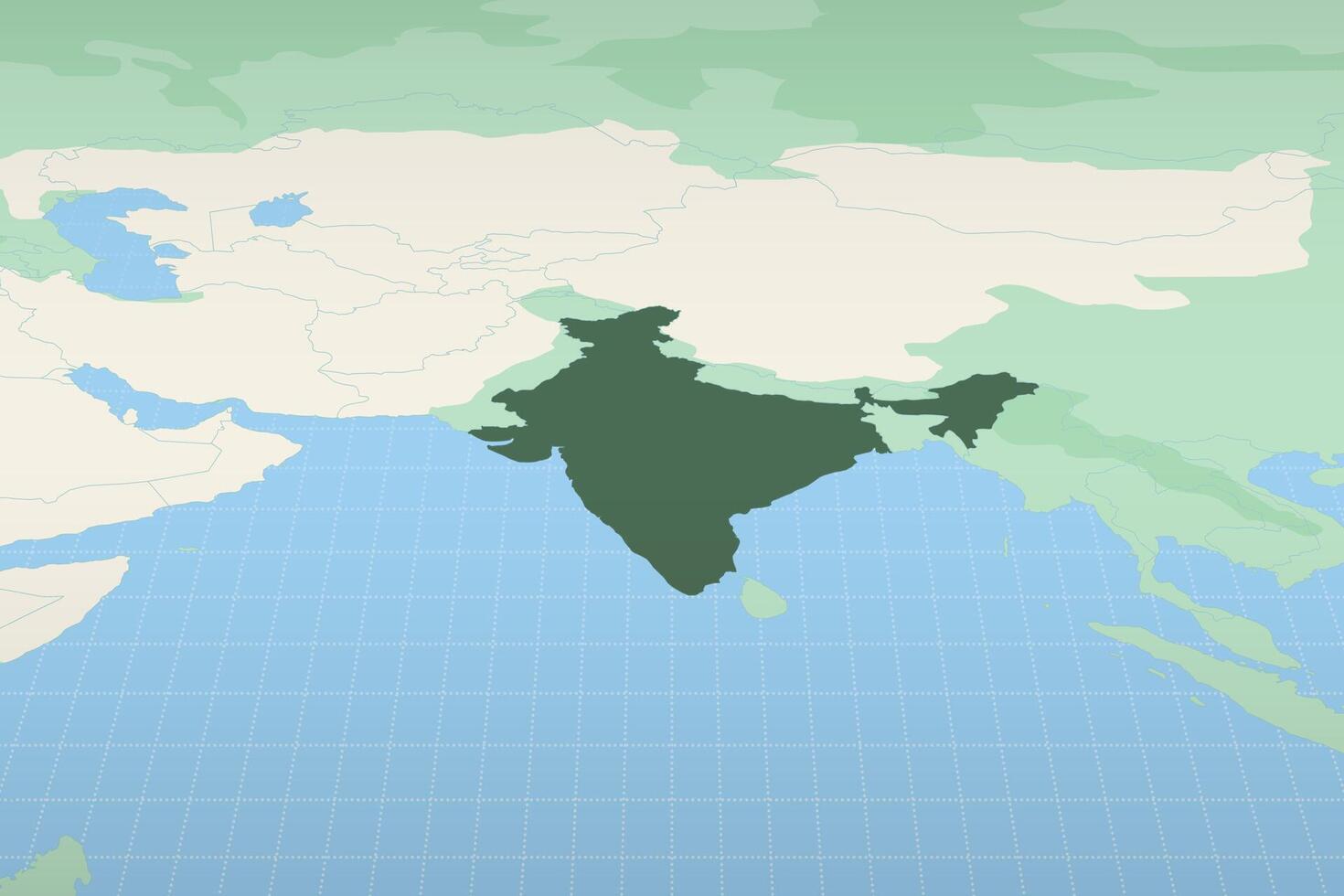 India highlighted on a detailed map, geographic location of India. vector