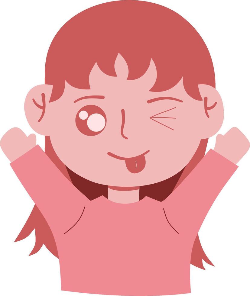 A cartoon girl with her hands up vector