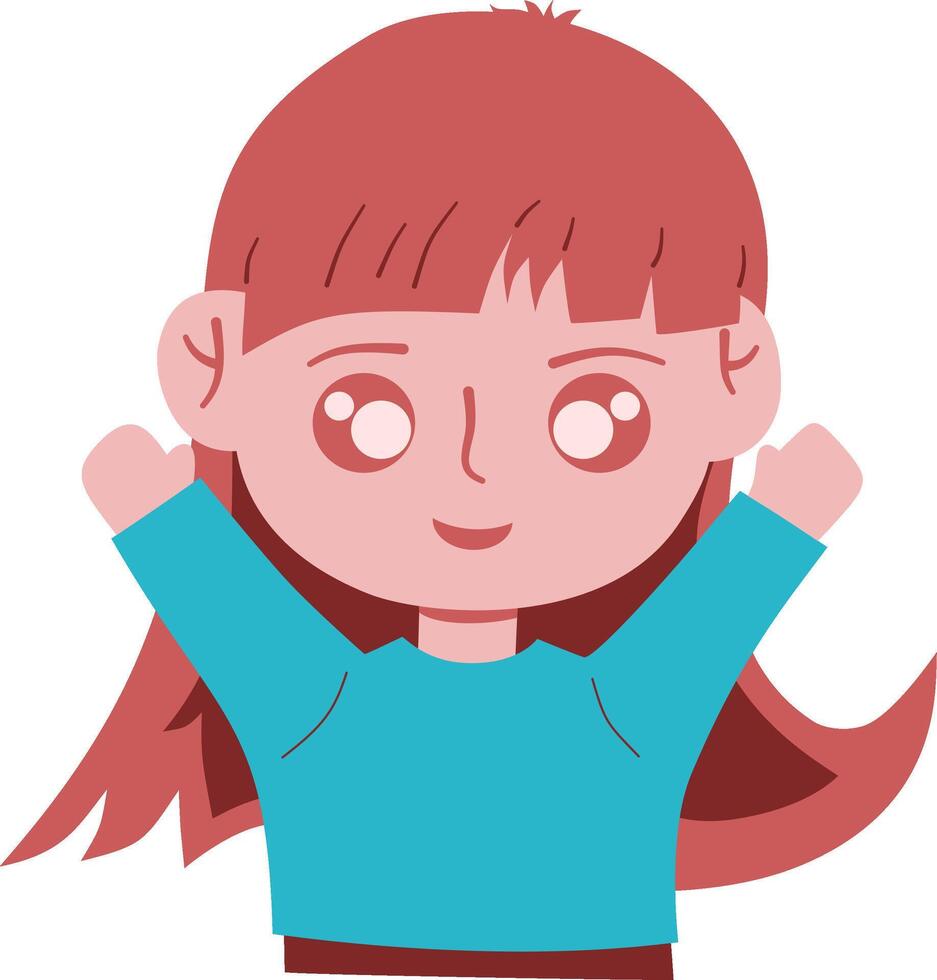A cartoon girl with long hair and a blue shirt vector