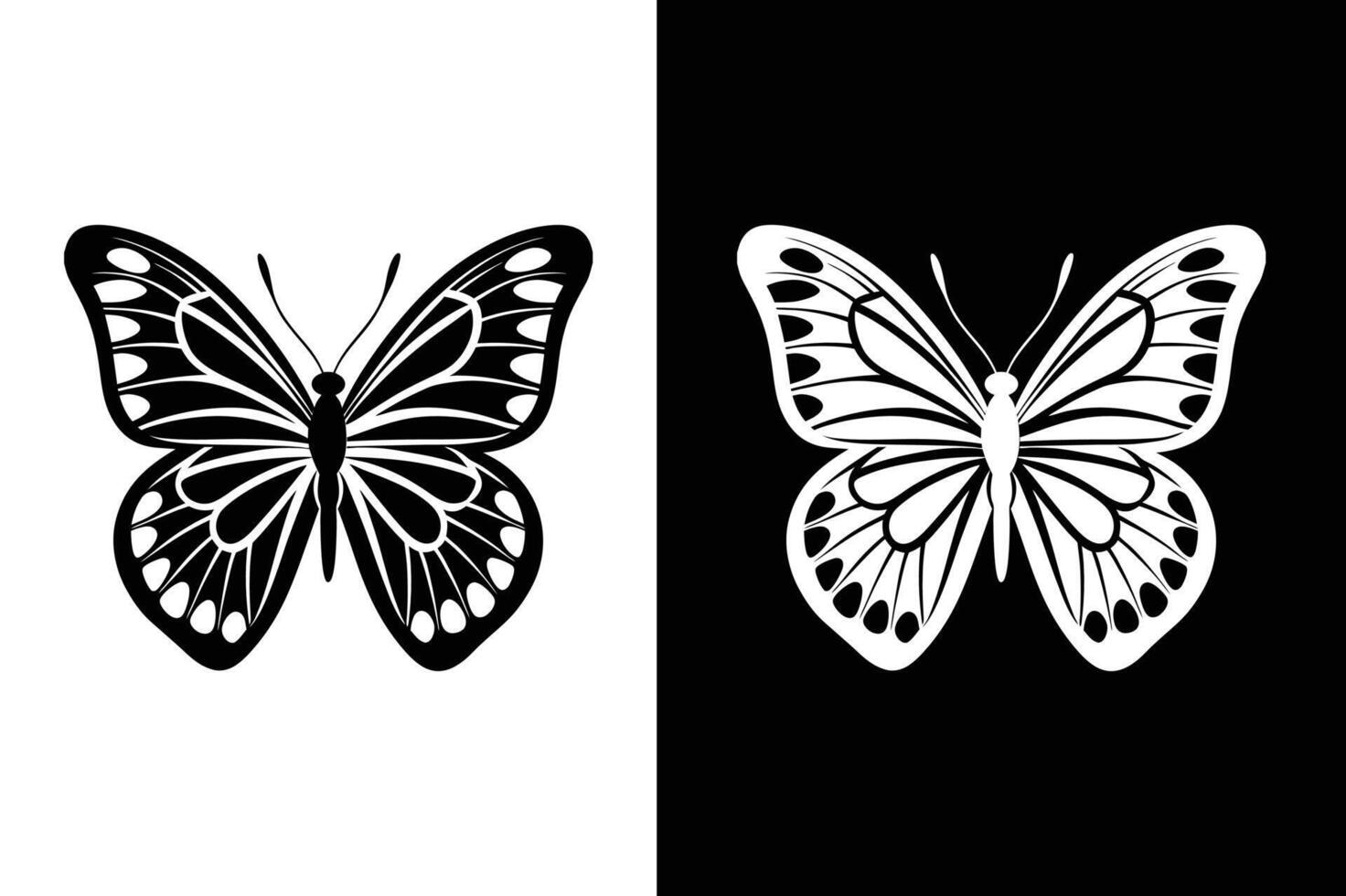 butterfly silhouette illustration on a white black background vector