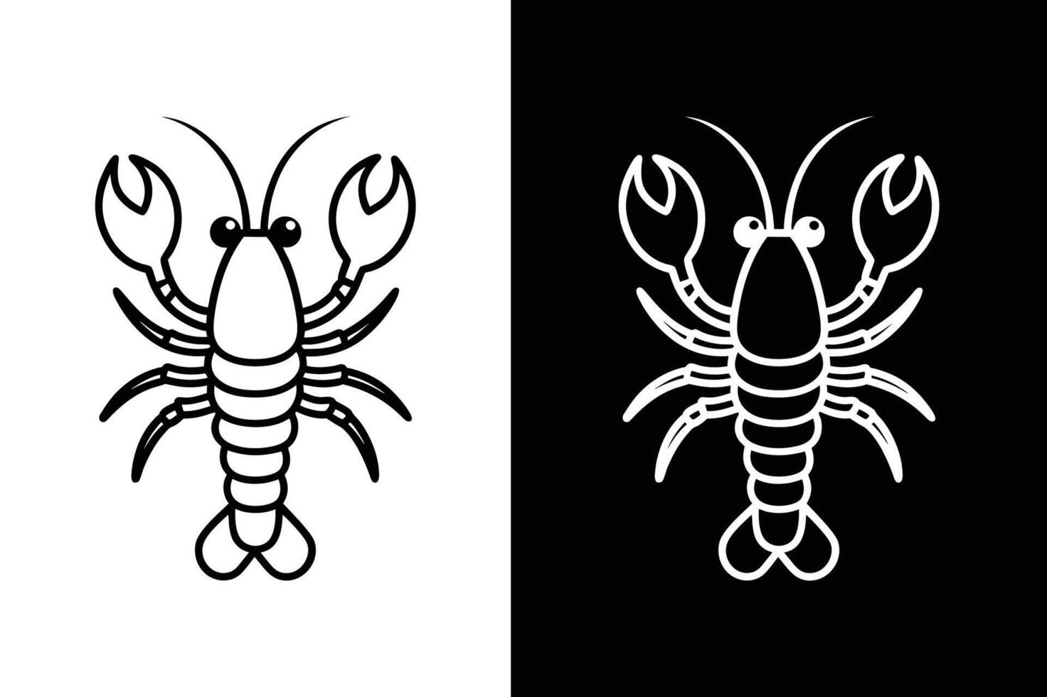 lobster line art icon illustration design black white vector