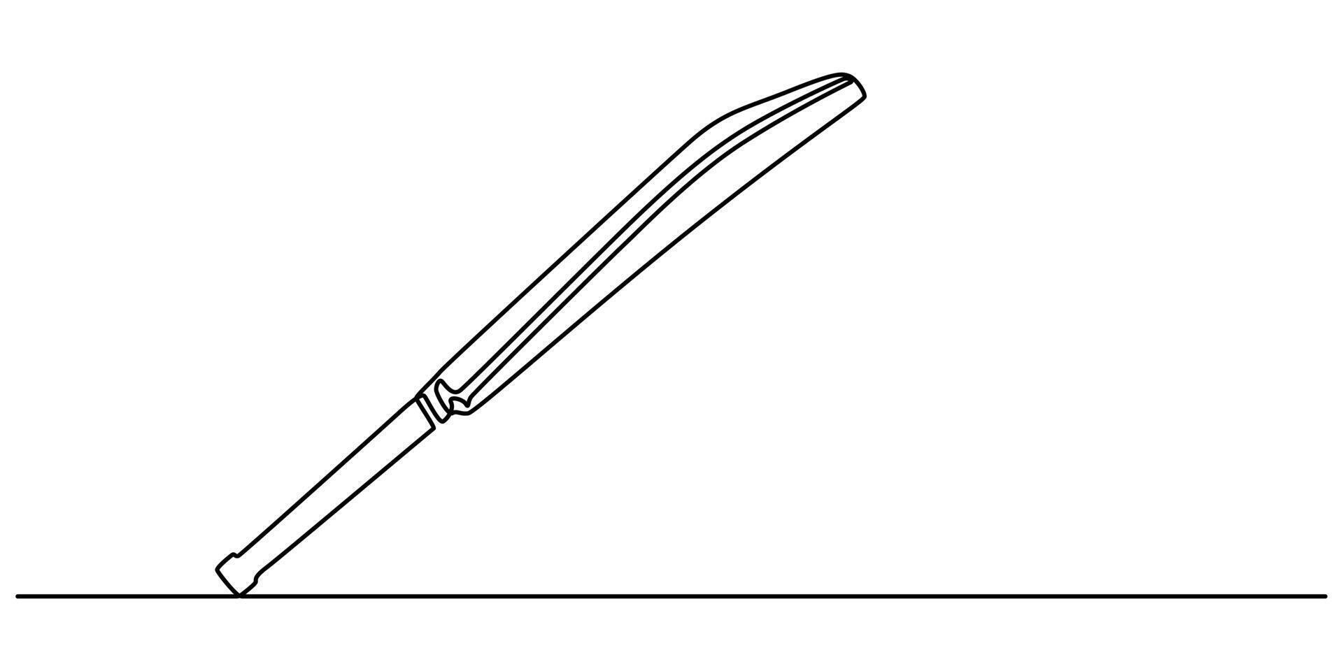 professional cricket bat continuous single one line drawing art design vector
