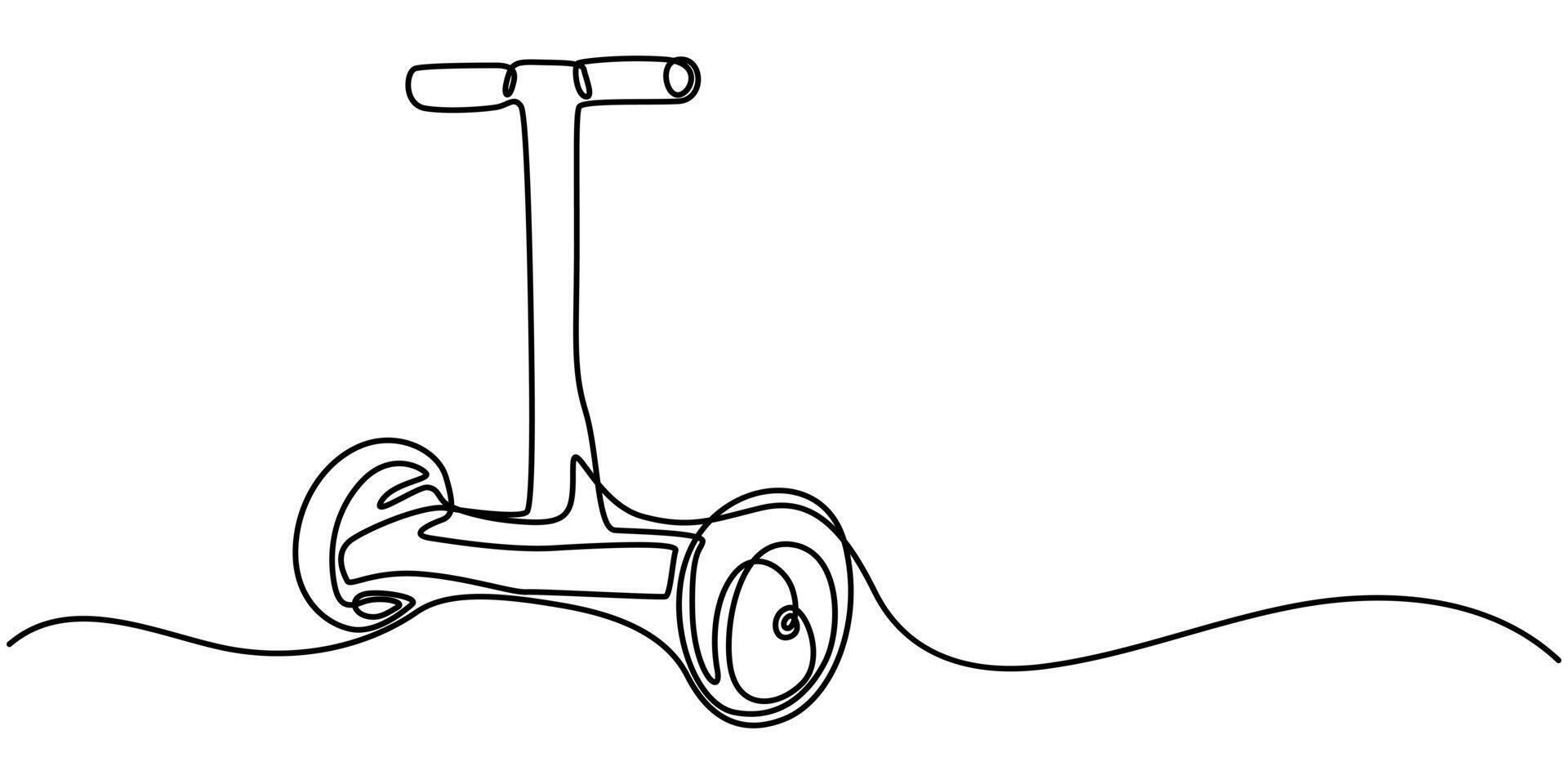 Gyroboard one line art. Continuous line drawing of sport, transportation, speed, balance, electric, roller vector