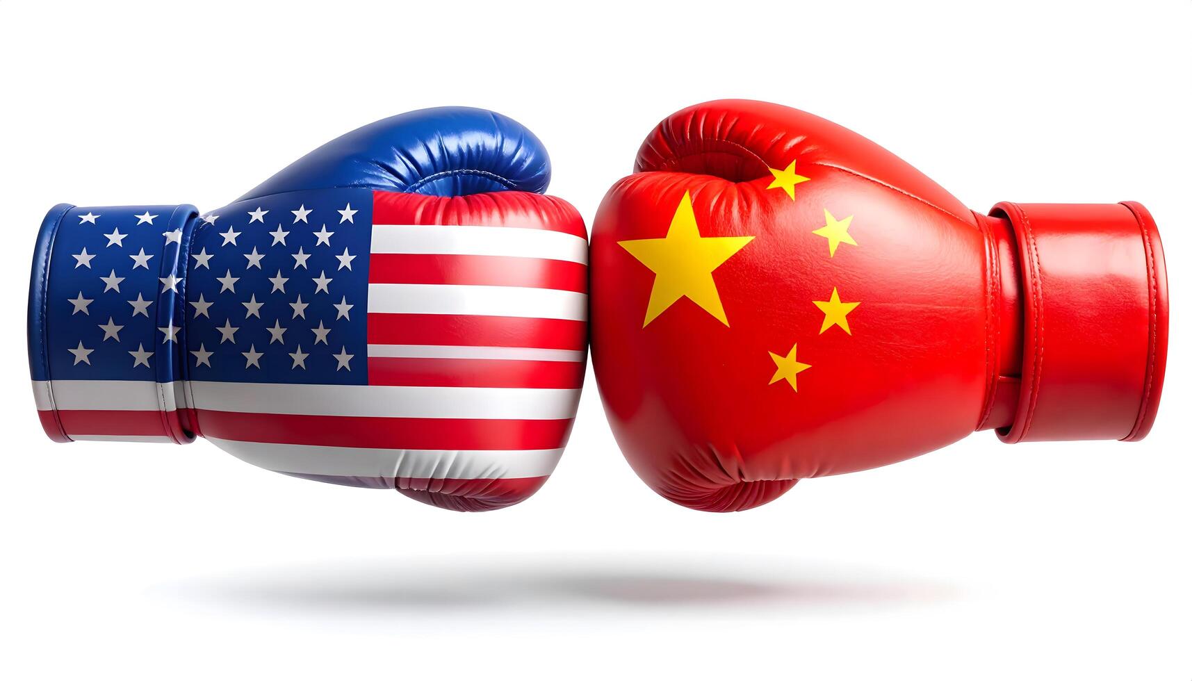 Two boxing gloves with USA and China flags collide, symbolizing economic conflict, political rivalry, and global power struggle between the worlds leading. Trade war. Ai image photo