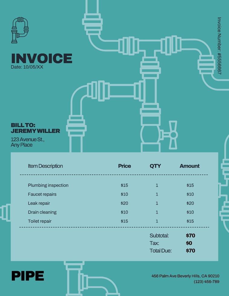 plumbing invoice template for business