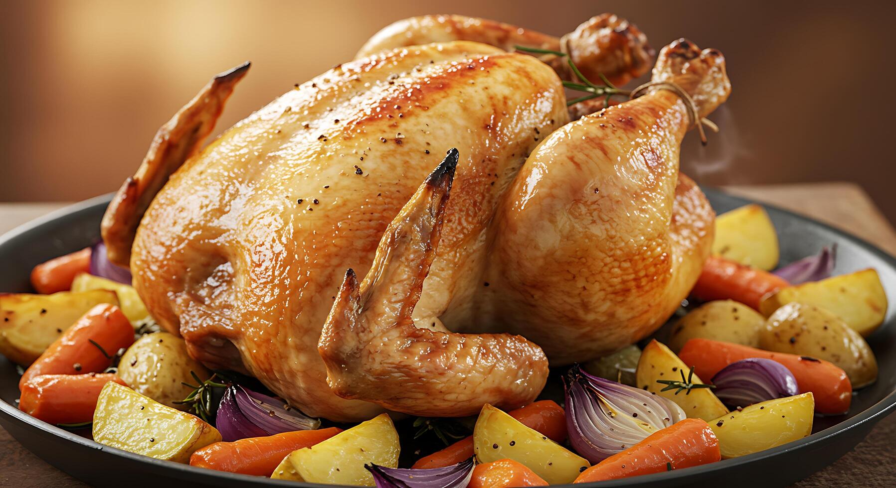A large roasted chicken photo