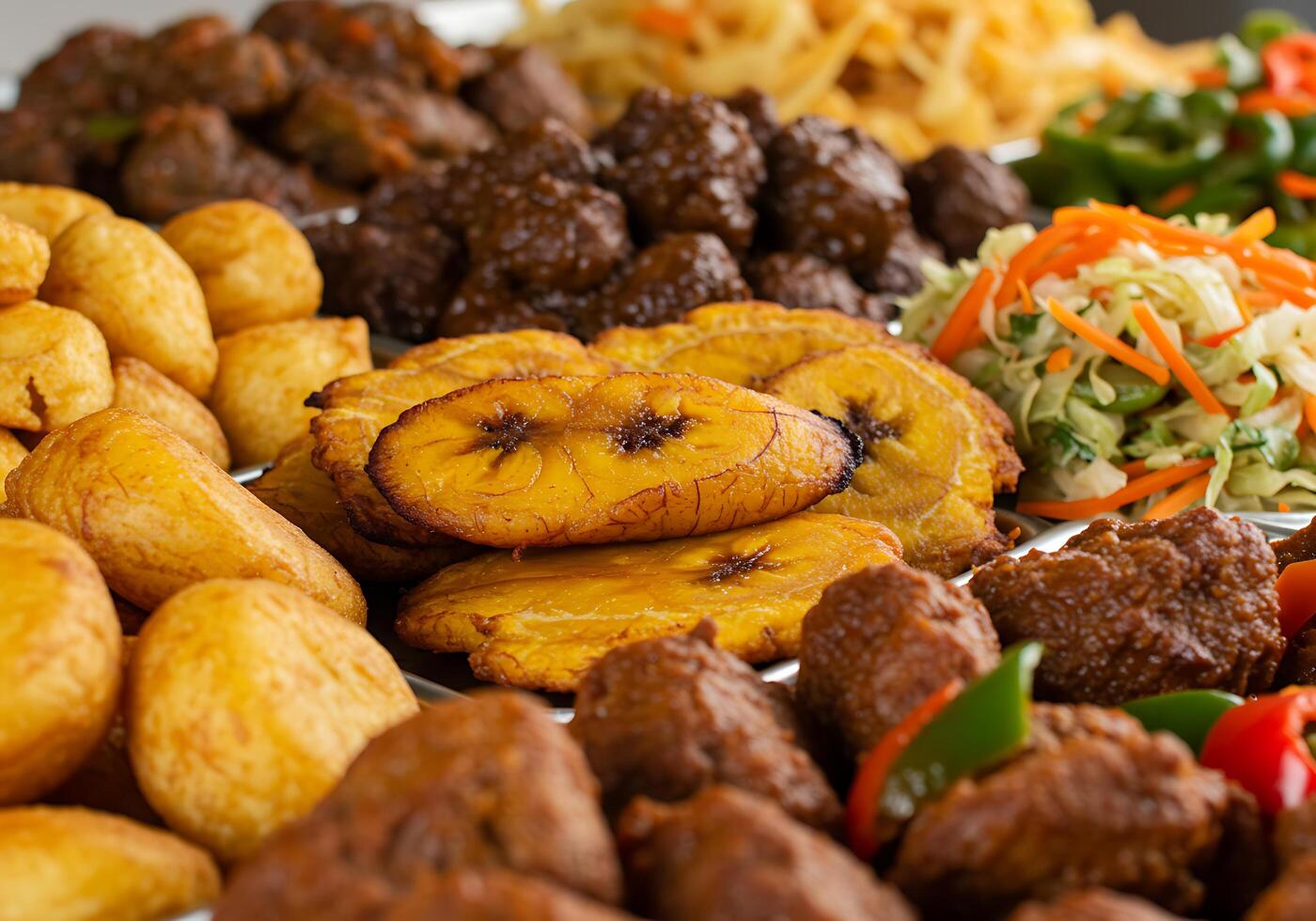 A variety of different types of food on a tray photo