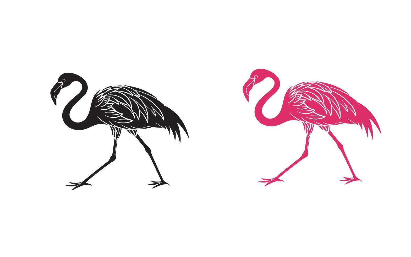 Black and Pink Flamingo Silhouette vector