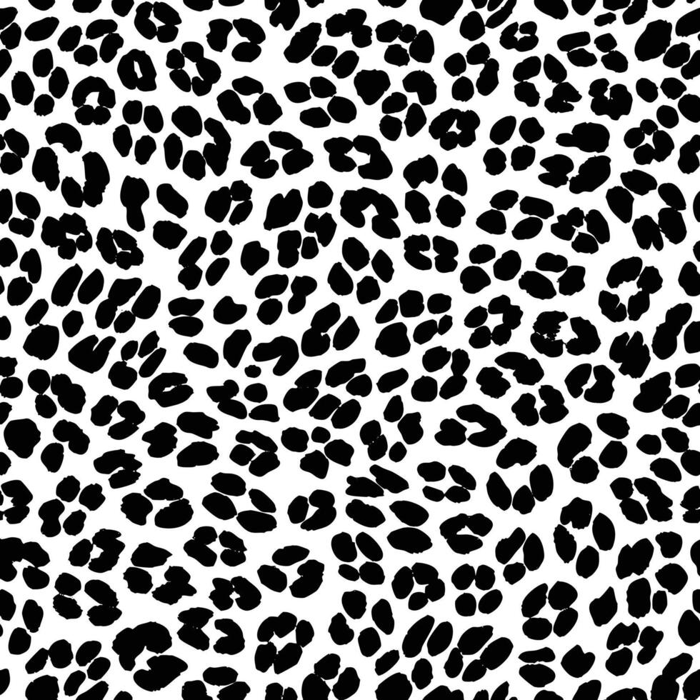 Black and white seamless animal skin print with leopard spots for fabric, fashion and design uses vector