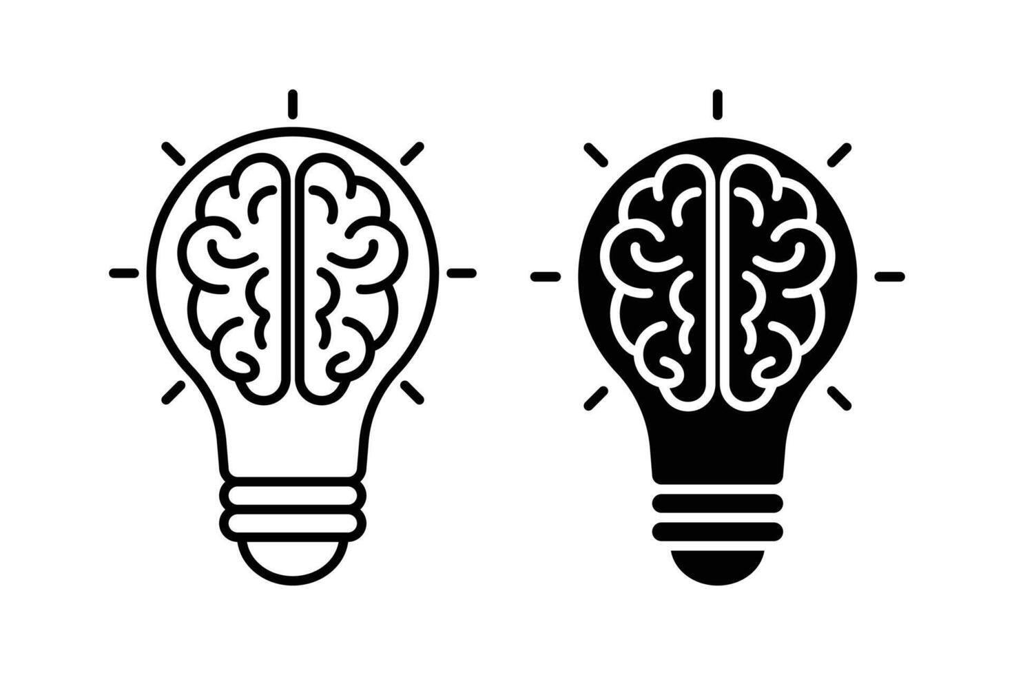 light bulb with Brain icon vector