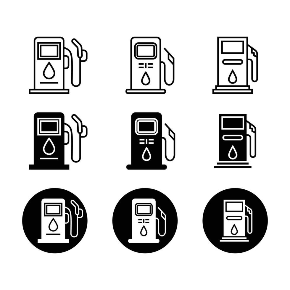 Fuel pump icon set vector