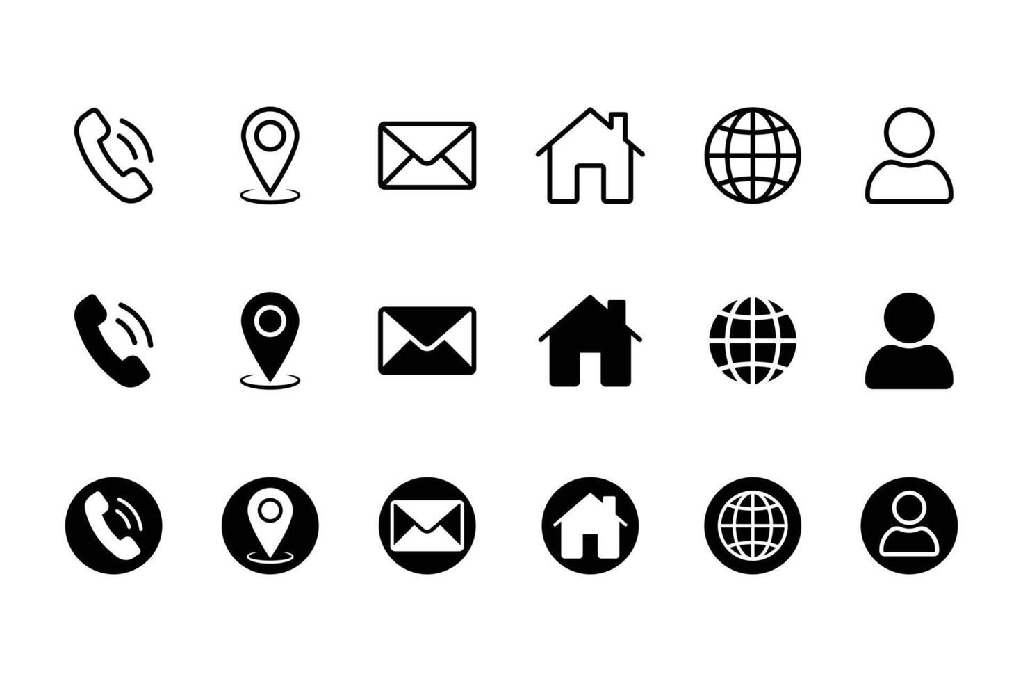 contact icon set vector