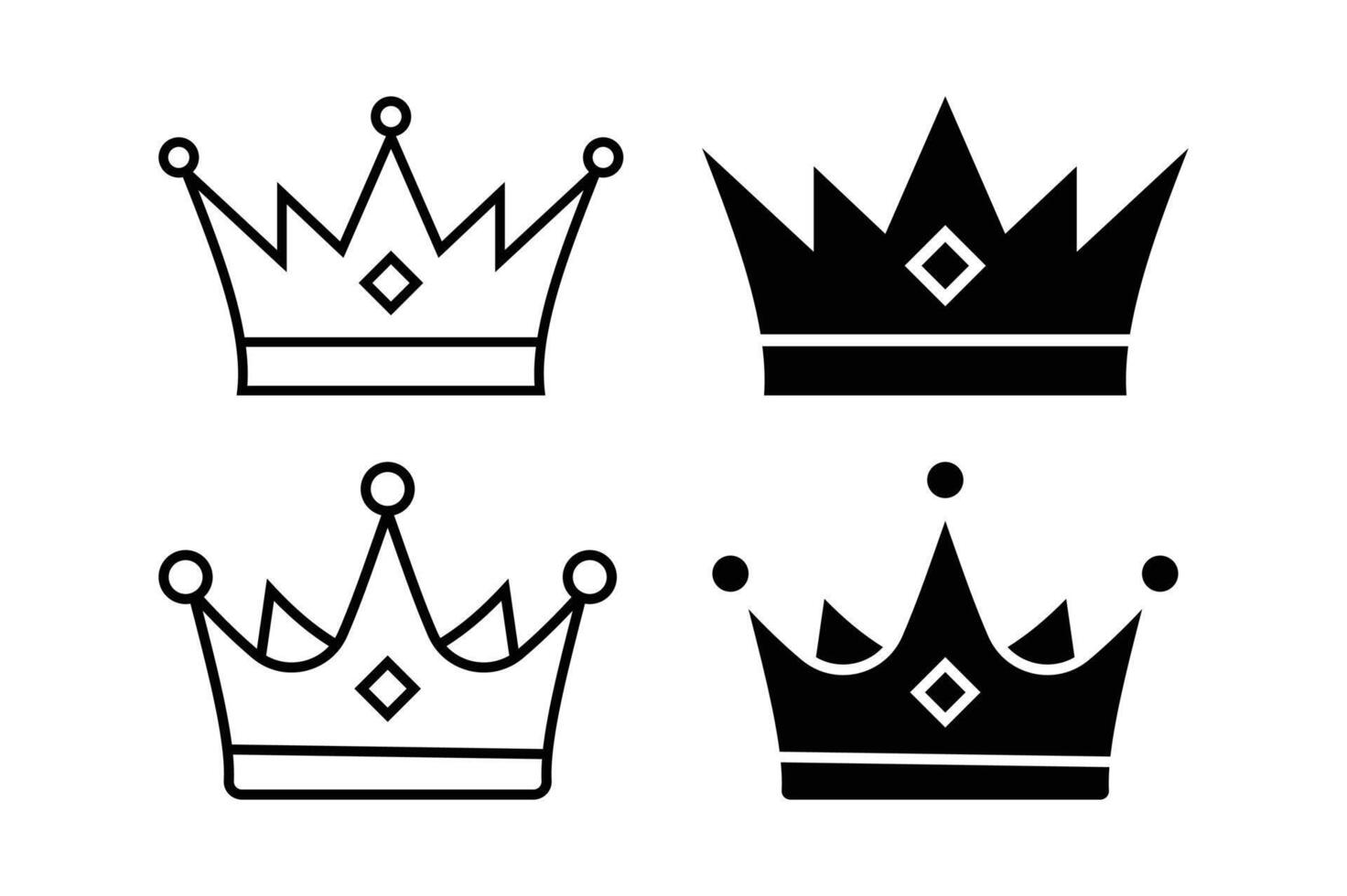 Crown icon set vector