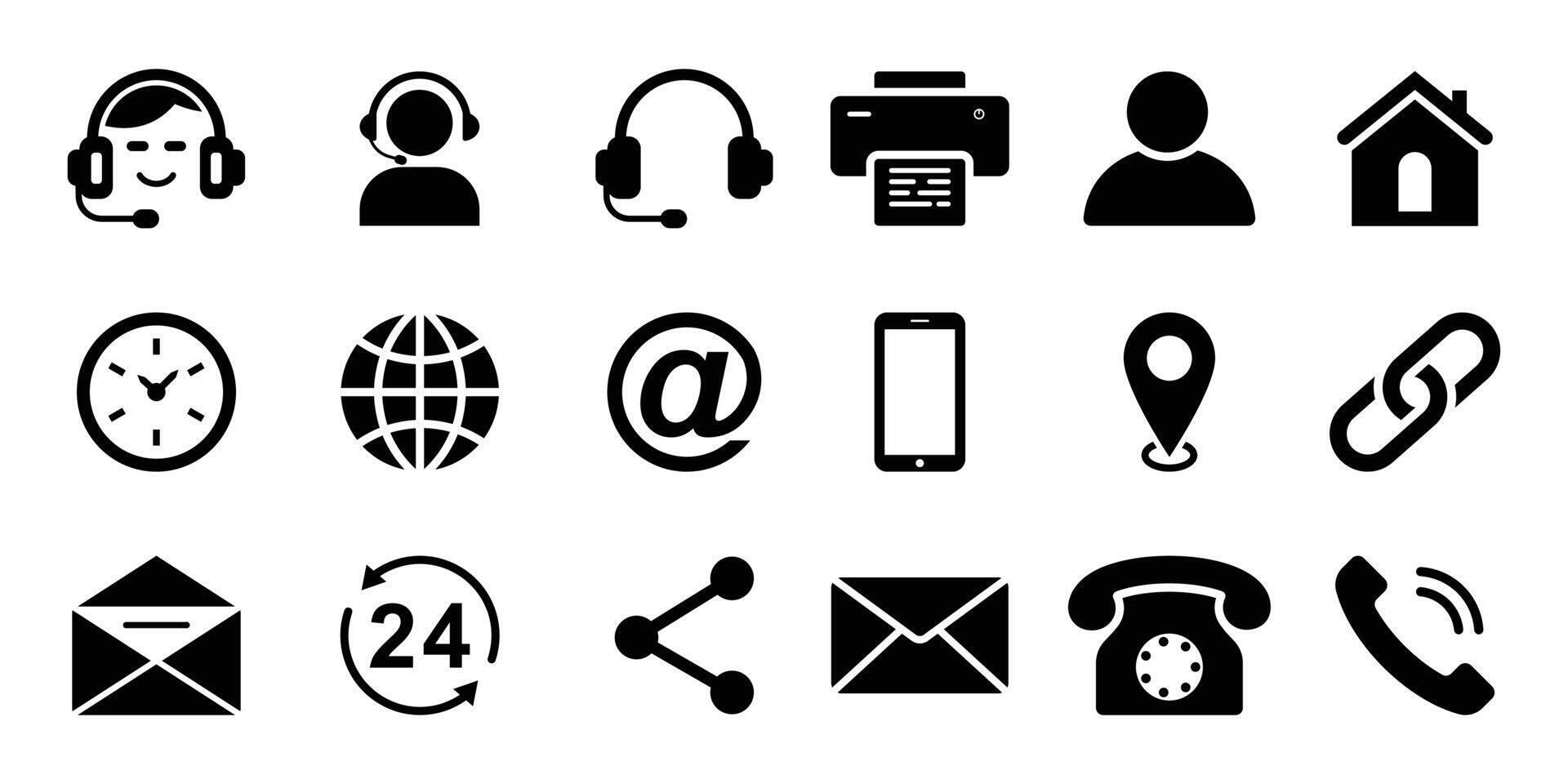 Contact icons set. symbols - Phone, mail, info, e-mail, support, mobile vector