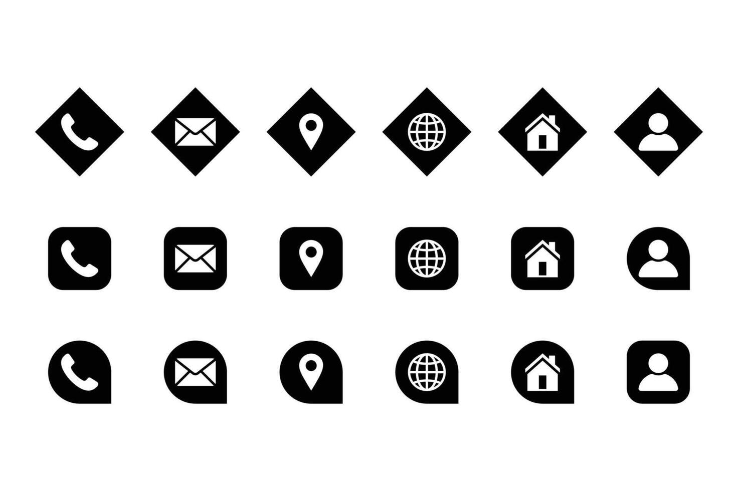 business card contact icon set vector
