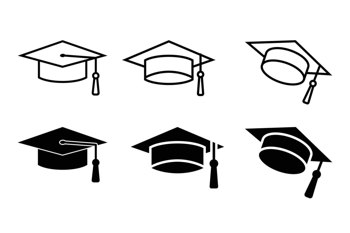 Graduation hat cap icons set vector