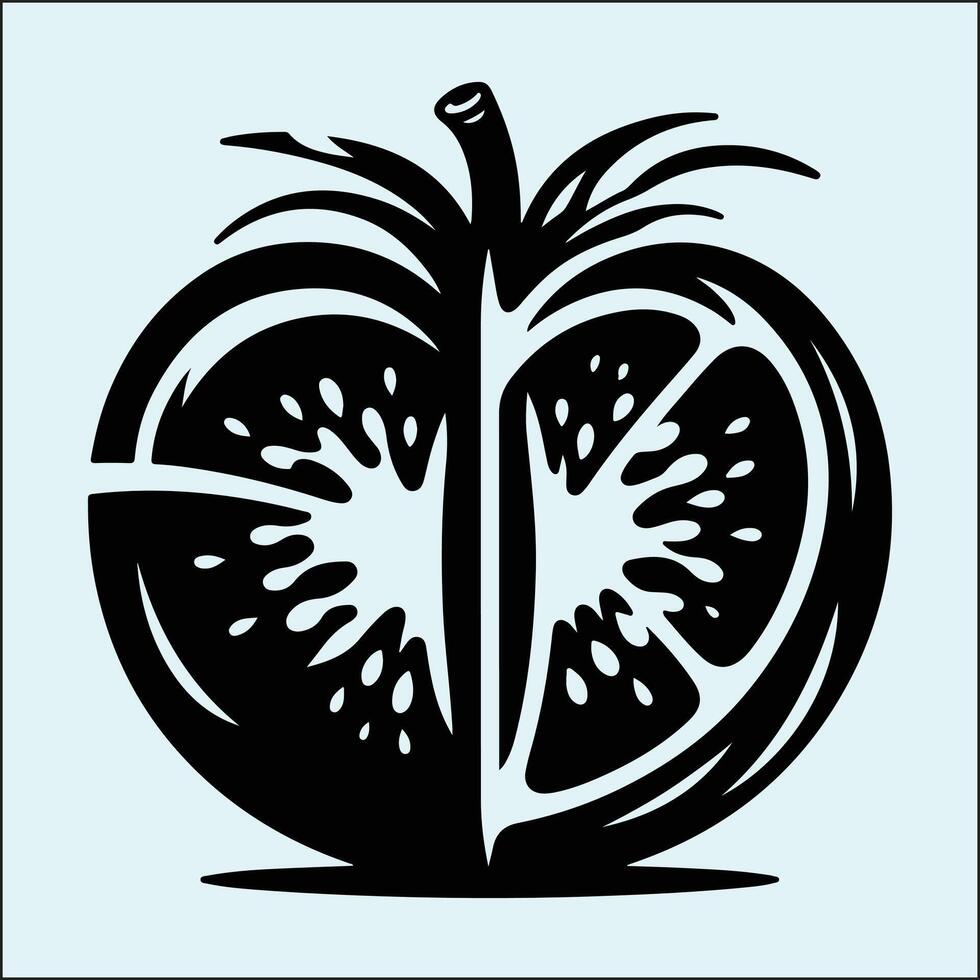 Minimalist Tomato Vegetable Silhouette Art Design vector