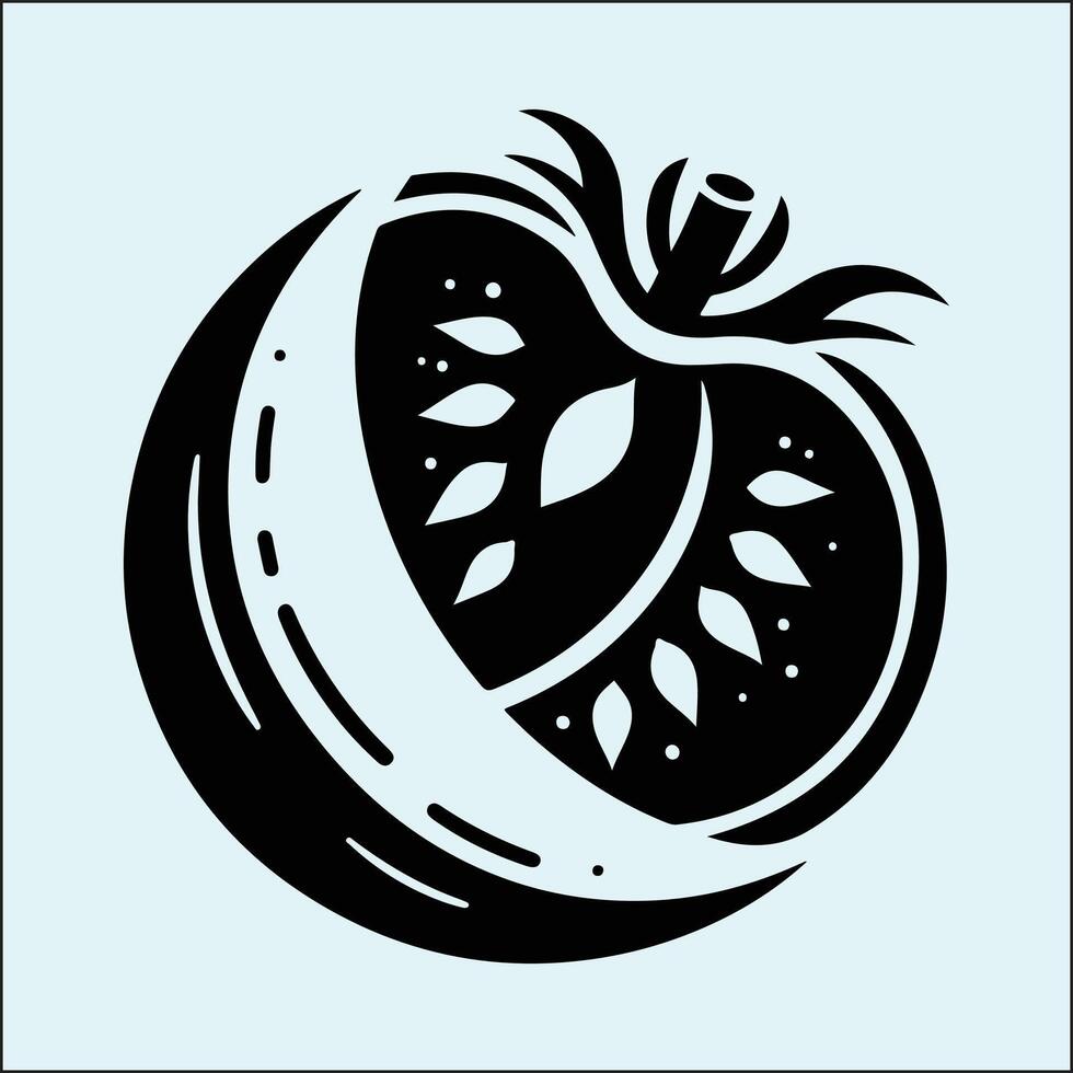Perfectly Shaped Tomato Silhouette Illustration vector