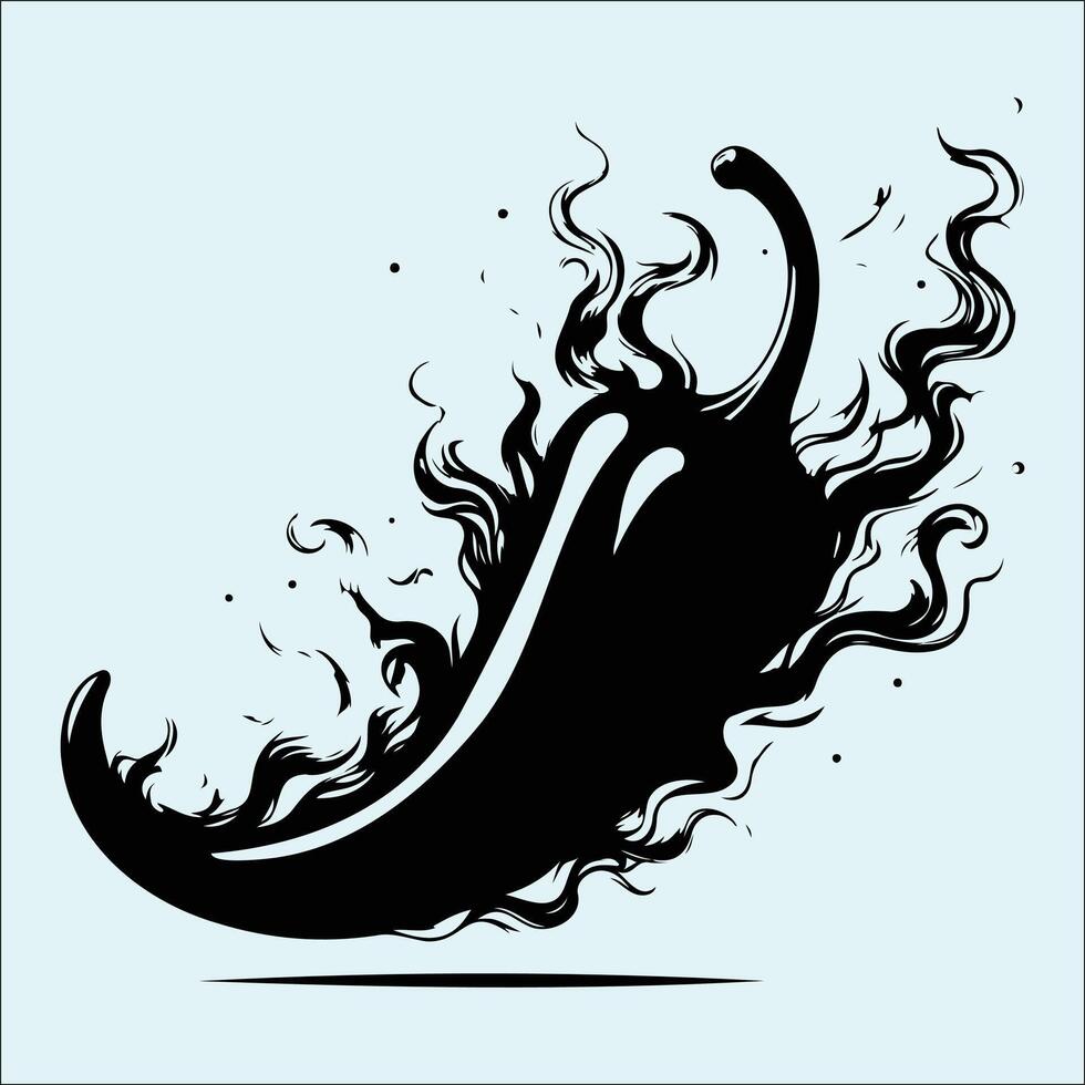 Clean Hot Pepper Vegetable Silhouette for Recipe and Garden Art vector