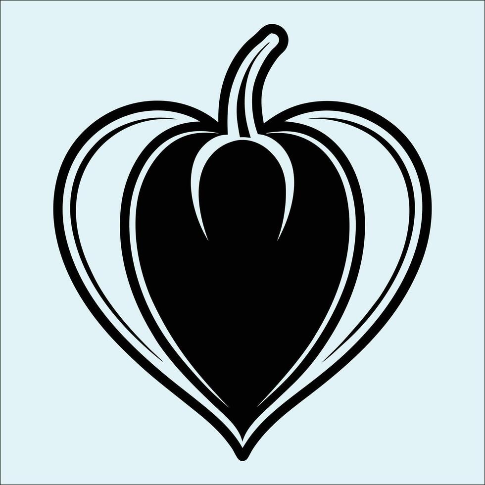 Minimalist Silhouette of Capsicum Vegetable in Black Style vector