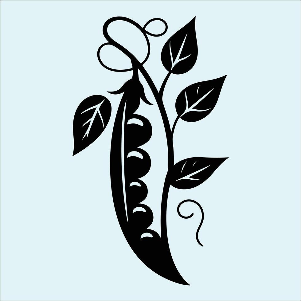 Natural Pea Vegetable Silhouette for Print Projects vector