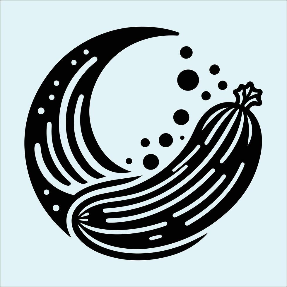 Simple Black Cucumber Silhouette for Food and Garden Design Projects vector