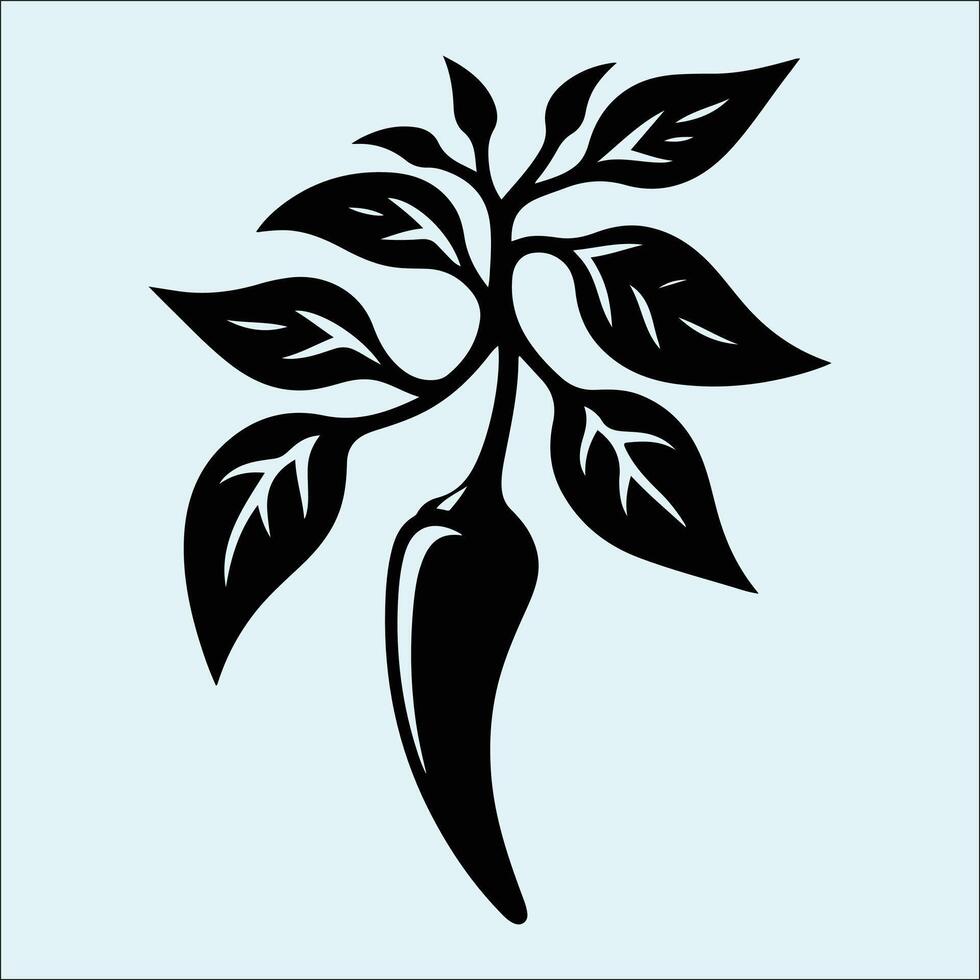 Black Hot Pepper Vegetable Silhouette for Agriculture and Farm Projects vector