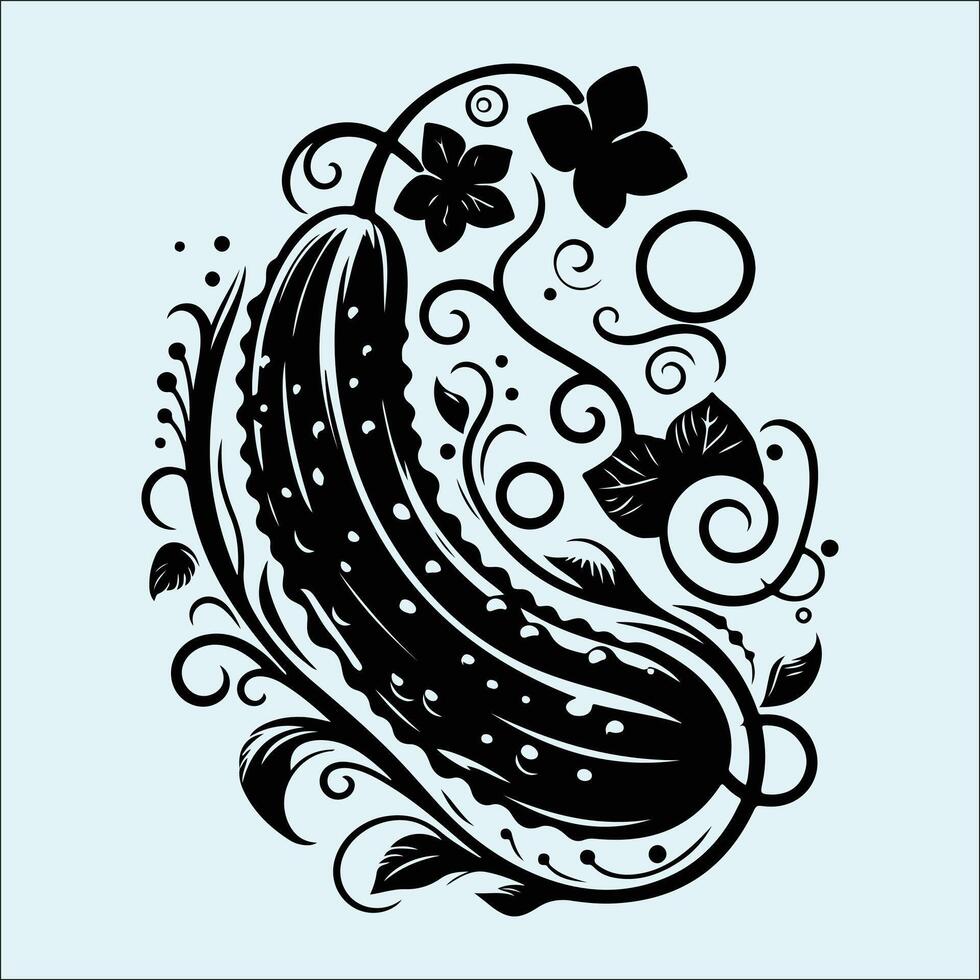 Cucumber Silhouette Image for Vegetable Art Design vector