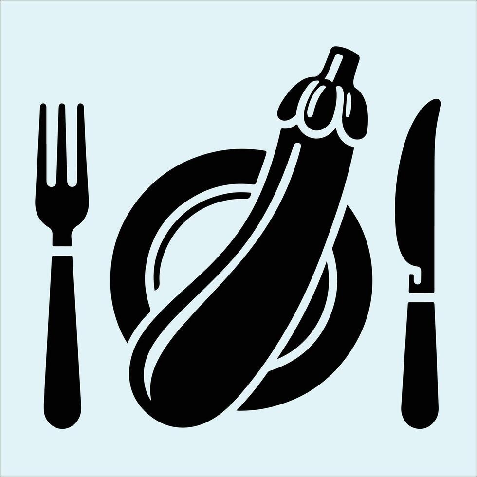 Zucchini Vegetable Silhouette in Black Color vector