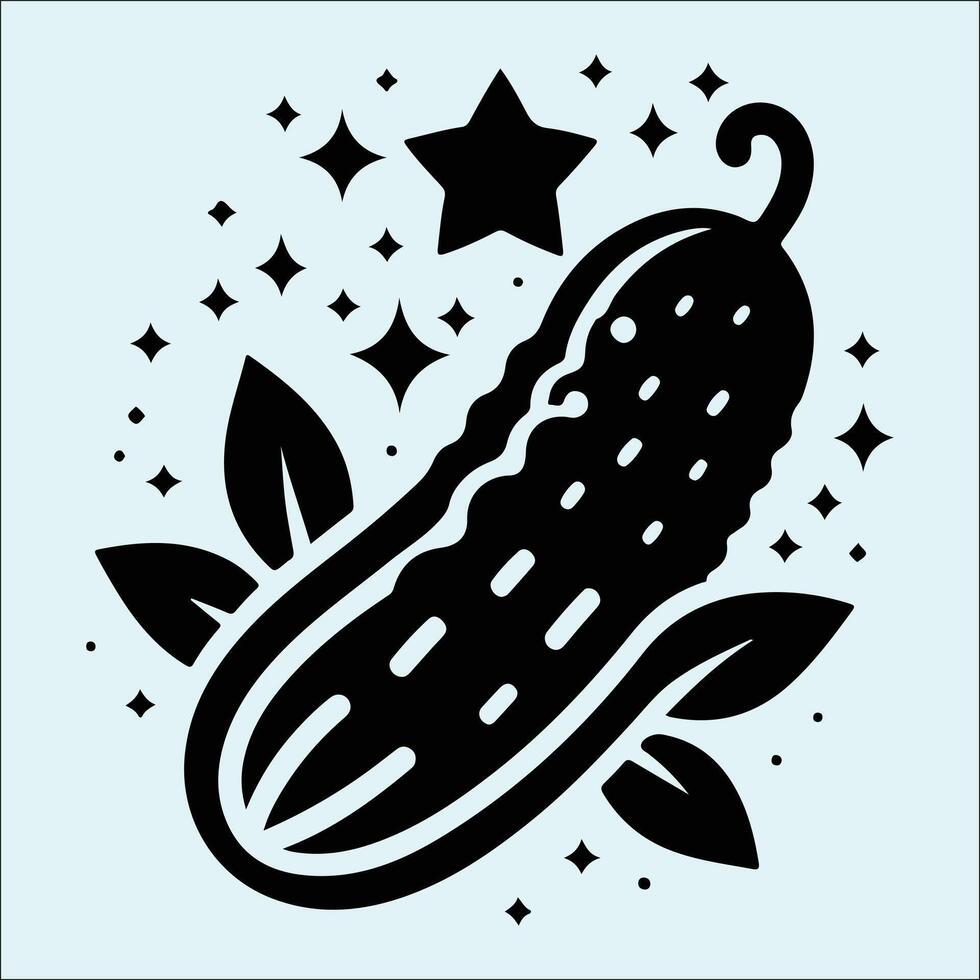 Fresh Cucumber Silhouette Illustration in Black Color vector