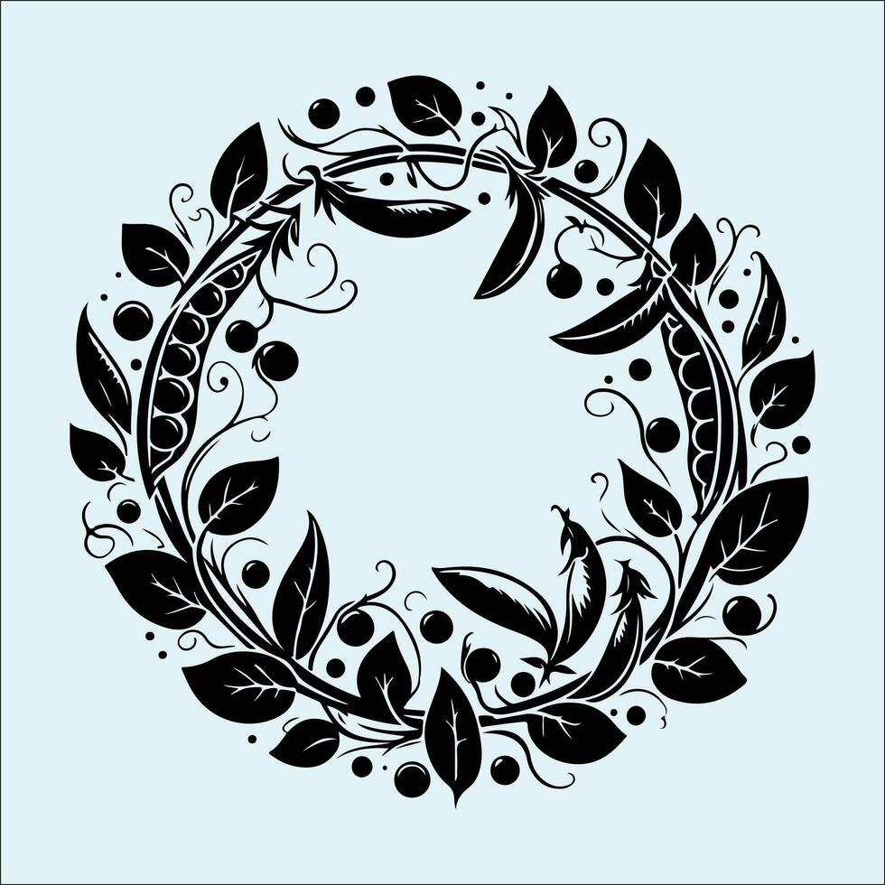 Clean Black Silhouette of Opened Pea Pod vector