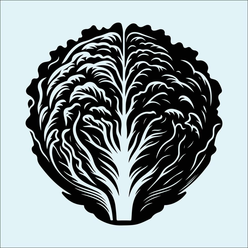 Healthy lettuce leaf silhouette with natural outline vector
