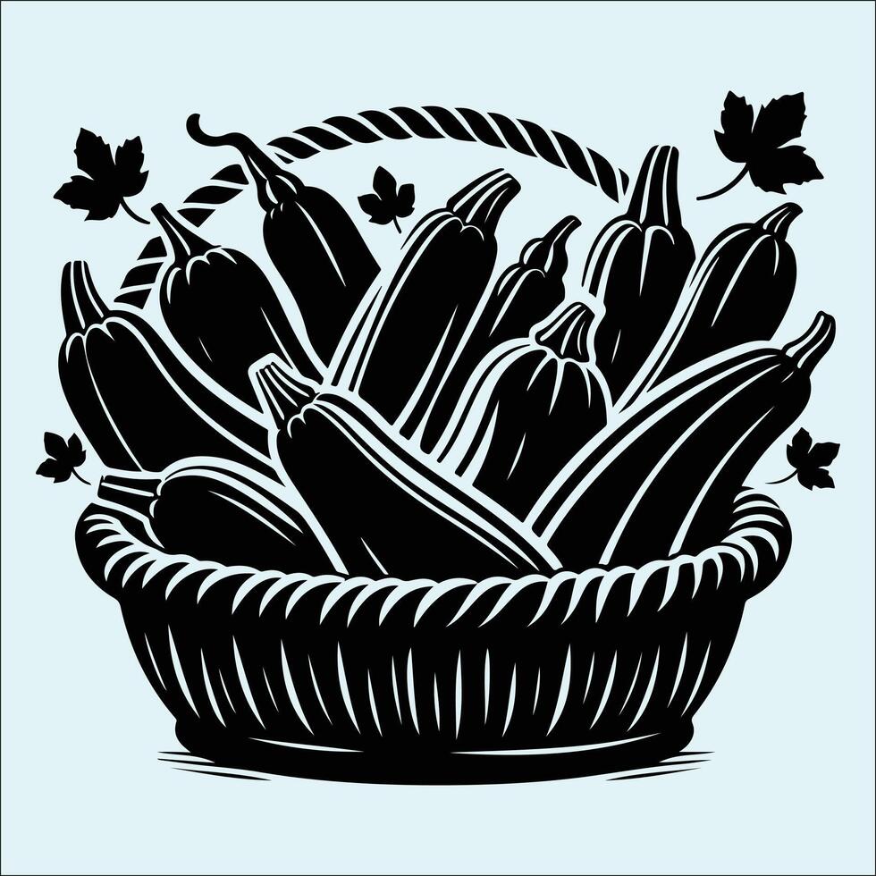 Silhouette of Whole Zucchini Vegetable vector