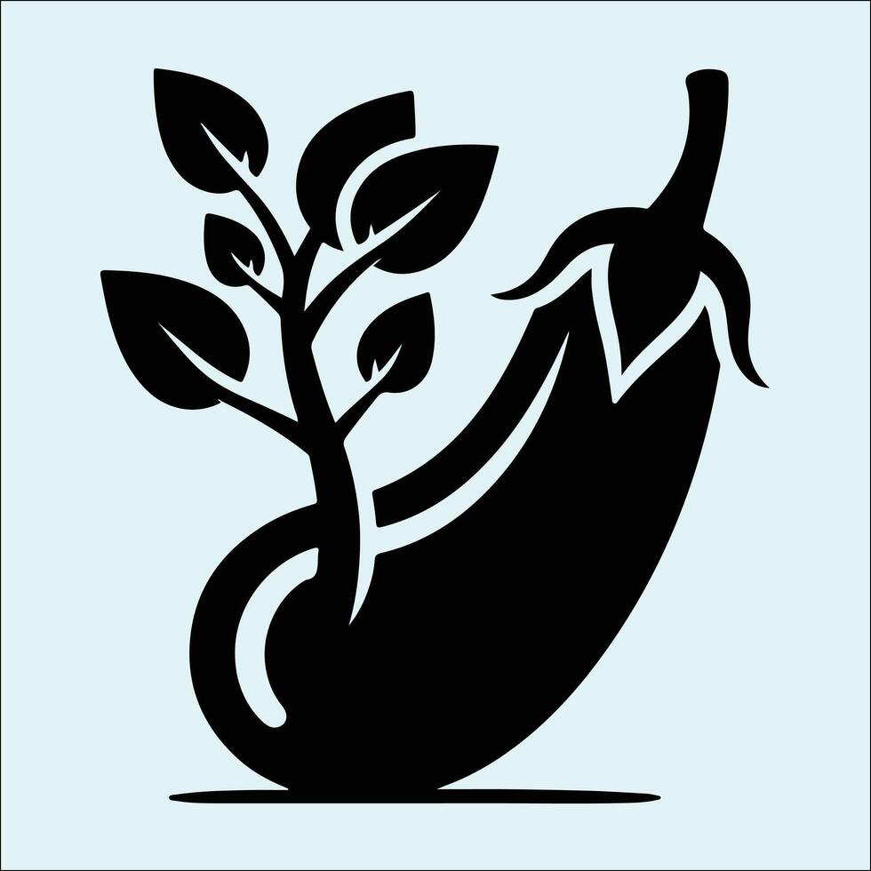 Organic Eggplant Outline in Bold Black Silhouette Form vector