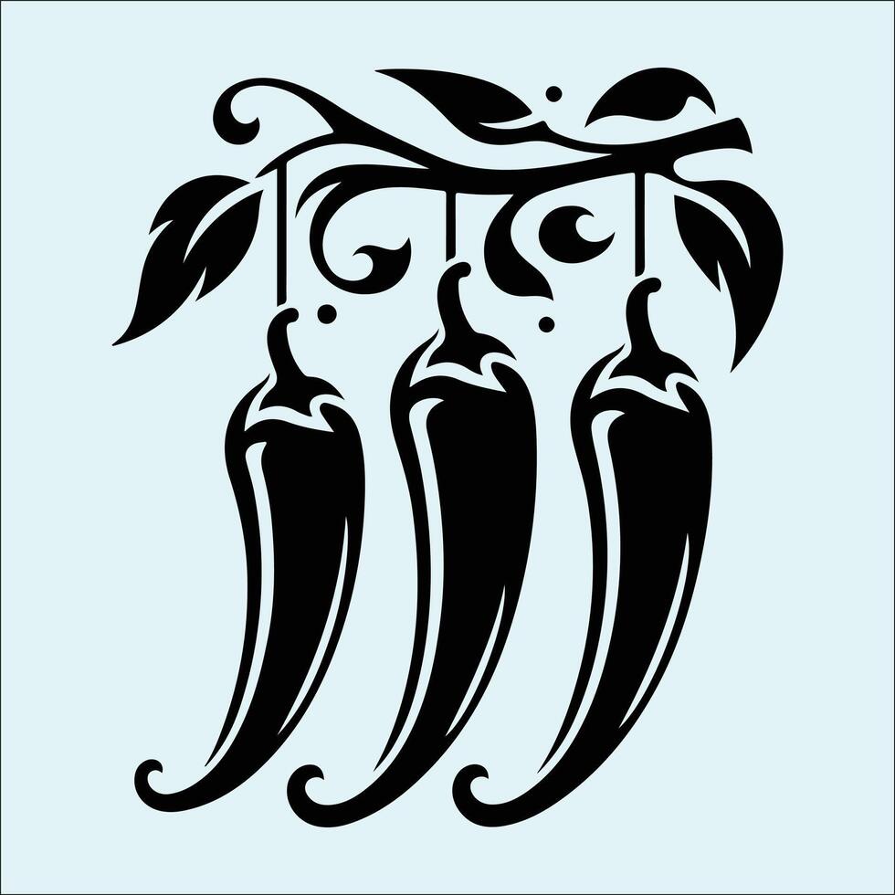 Black Silhouette of Hot Chili Pepper Vegetable for Food and Farming Themes vector