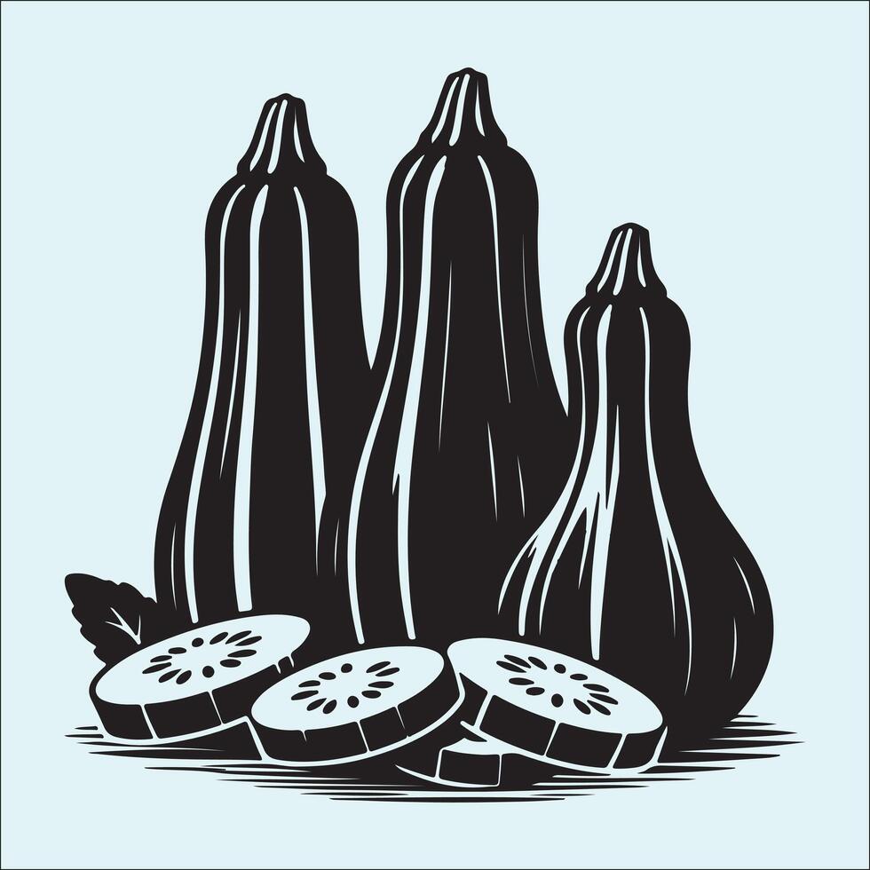 Bold Black Silhouette of Zucchini Veggie vector