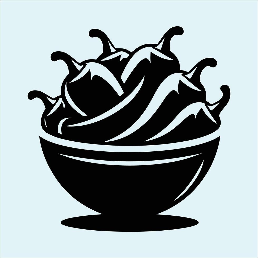 Black Silhouette of Hot Chili Pepper Vegetable for Food, Cooking, and Garden Art Projects vector