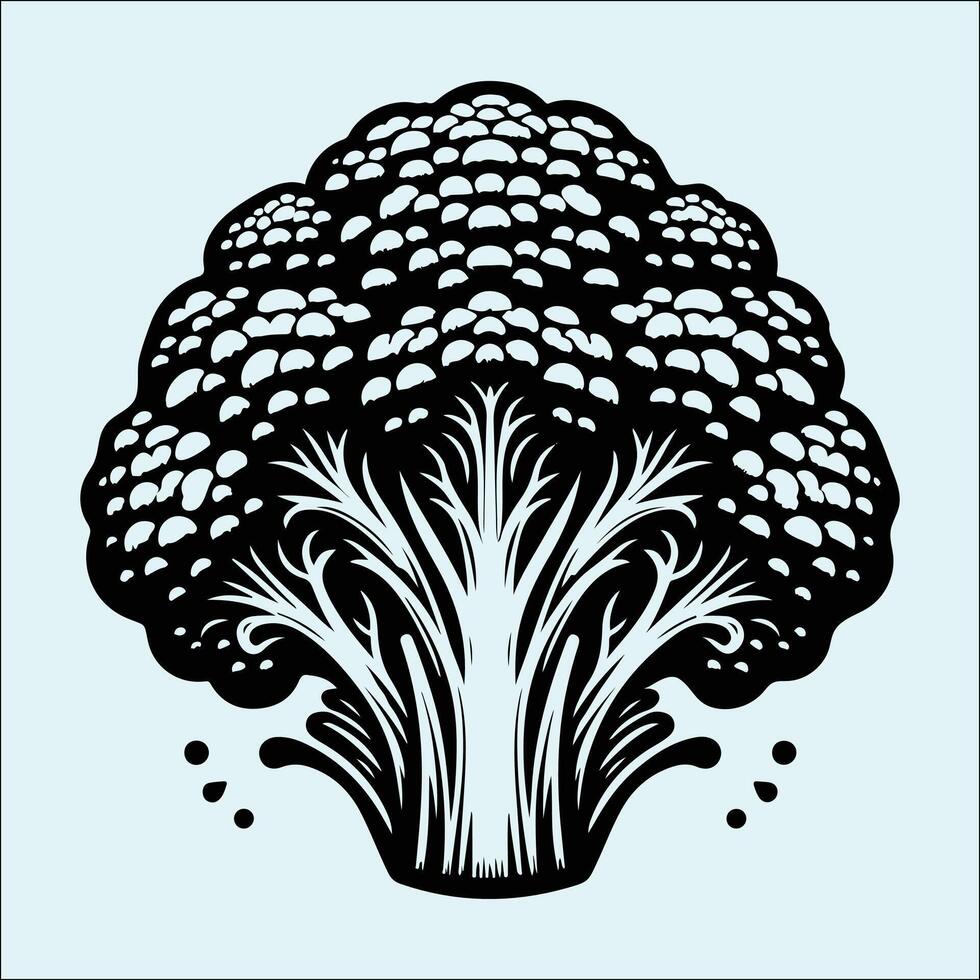 Cauliflower Vegetable Graphic in Black Silhouette vector