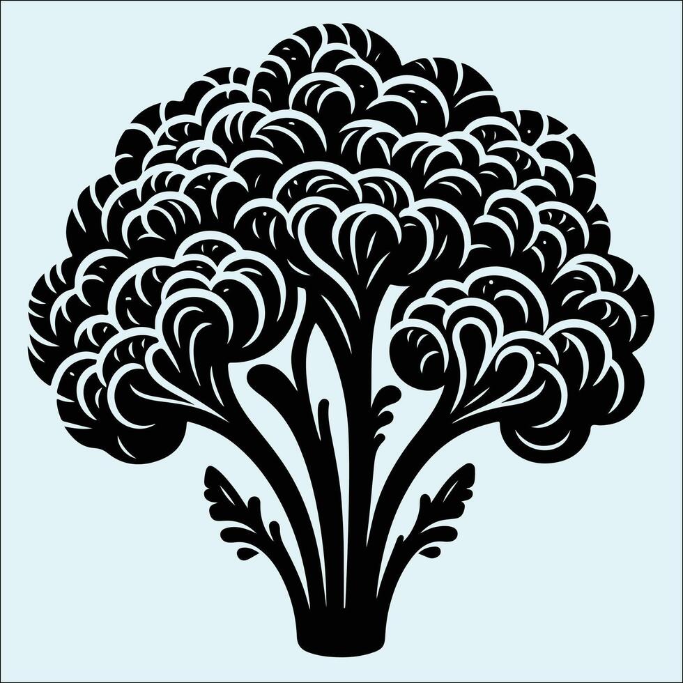 Flat Cauliflower Silhouette for Cooking Projects vector