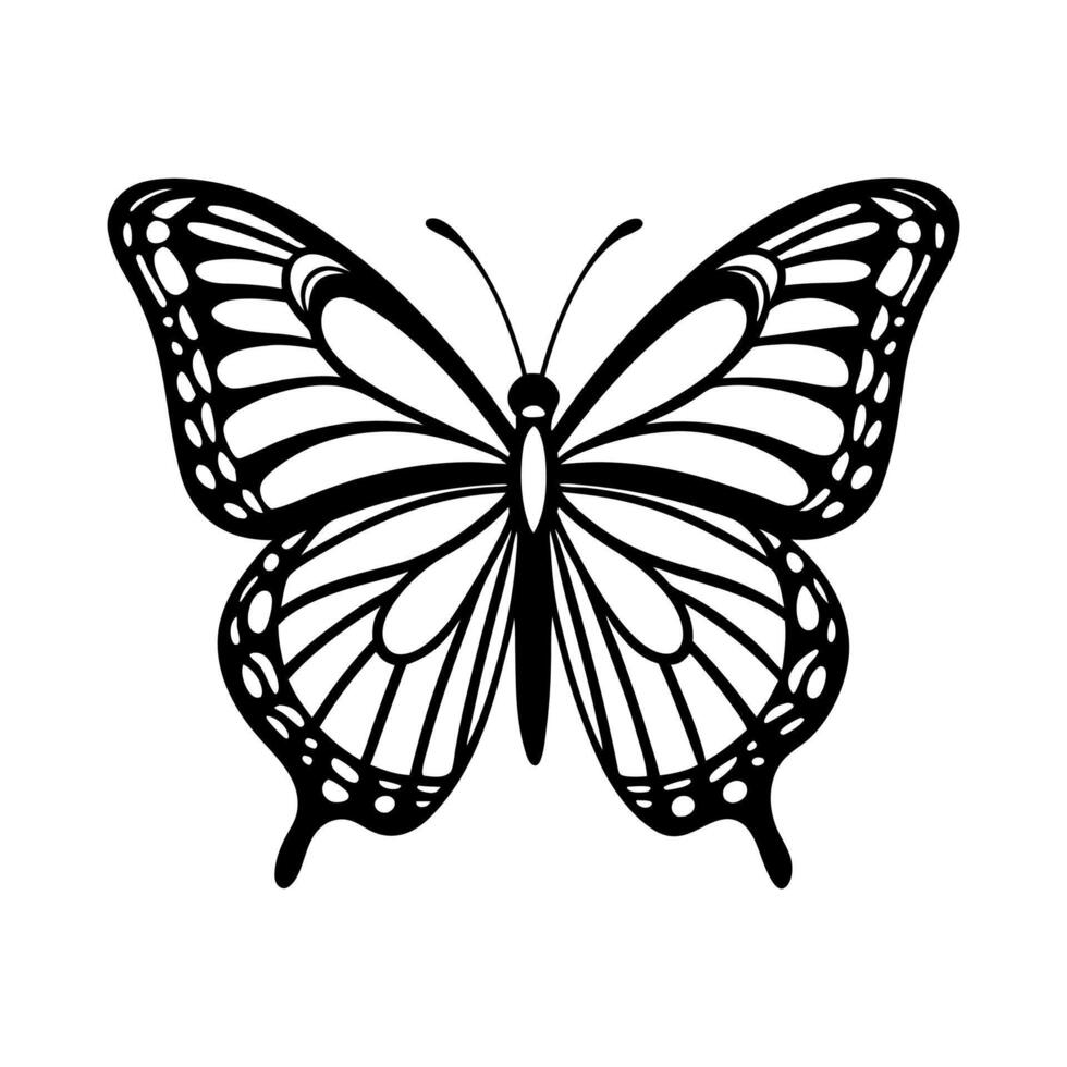 A black and white butterfly on a white background vector